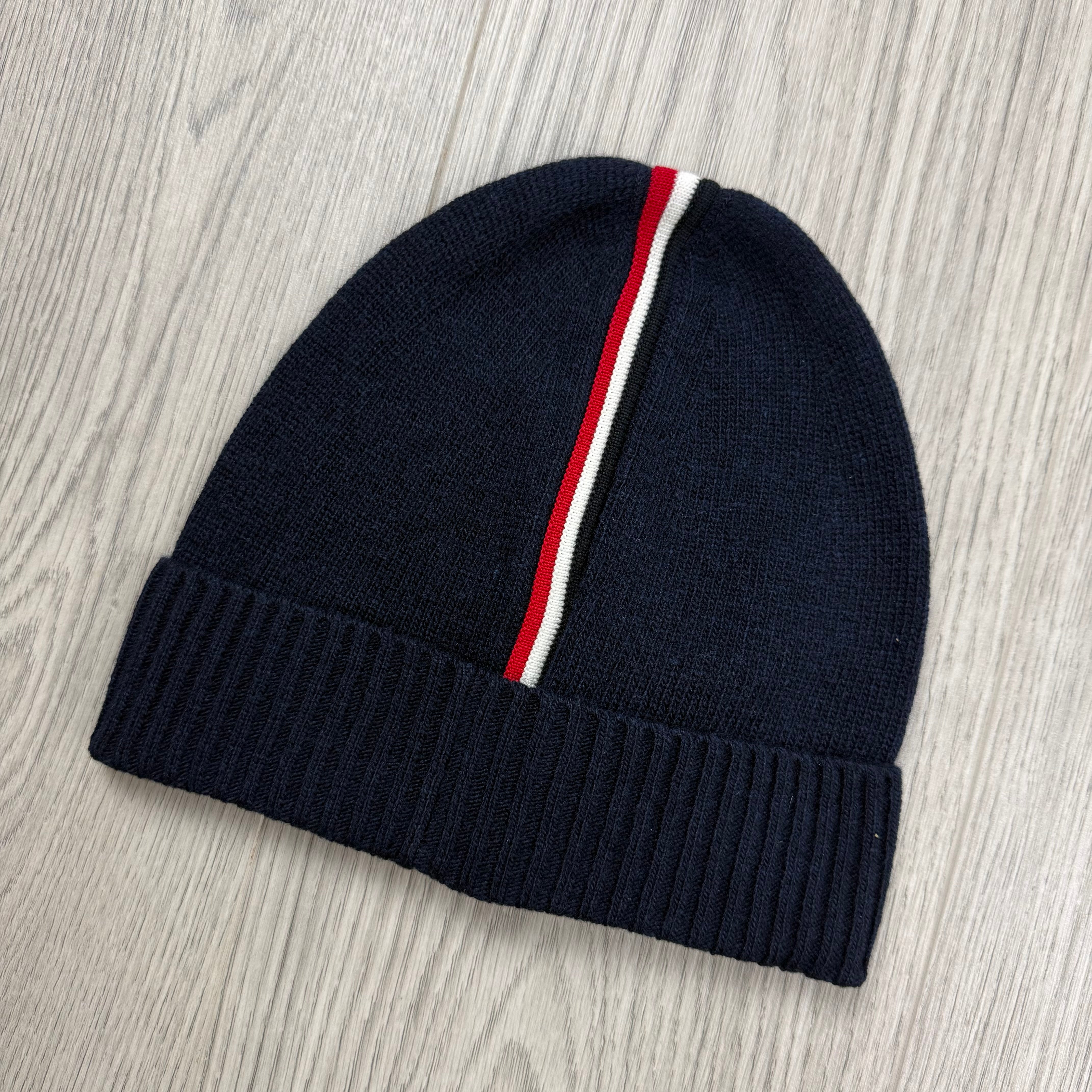 Moncler Junior Tricolour Beanie - Navy
