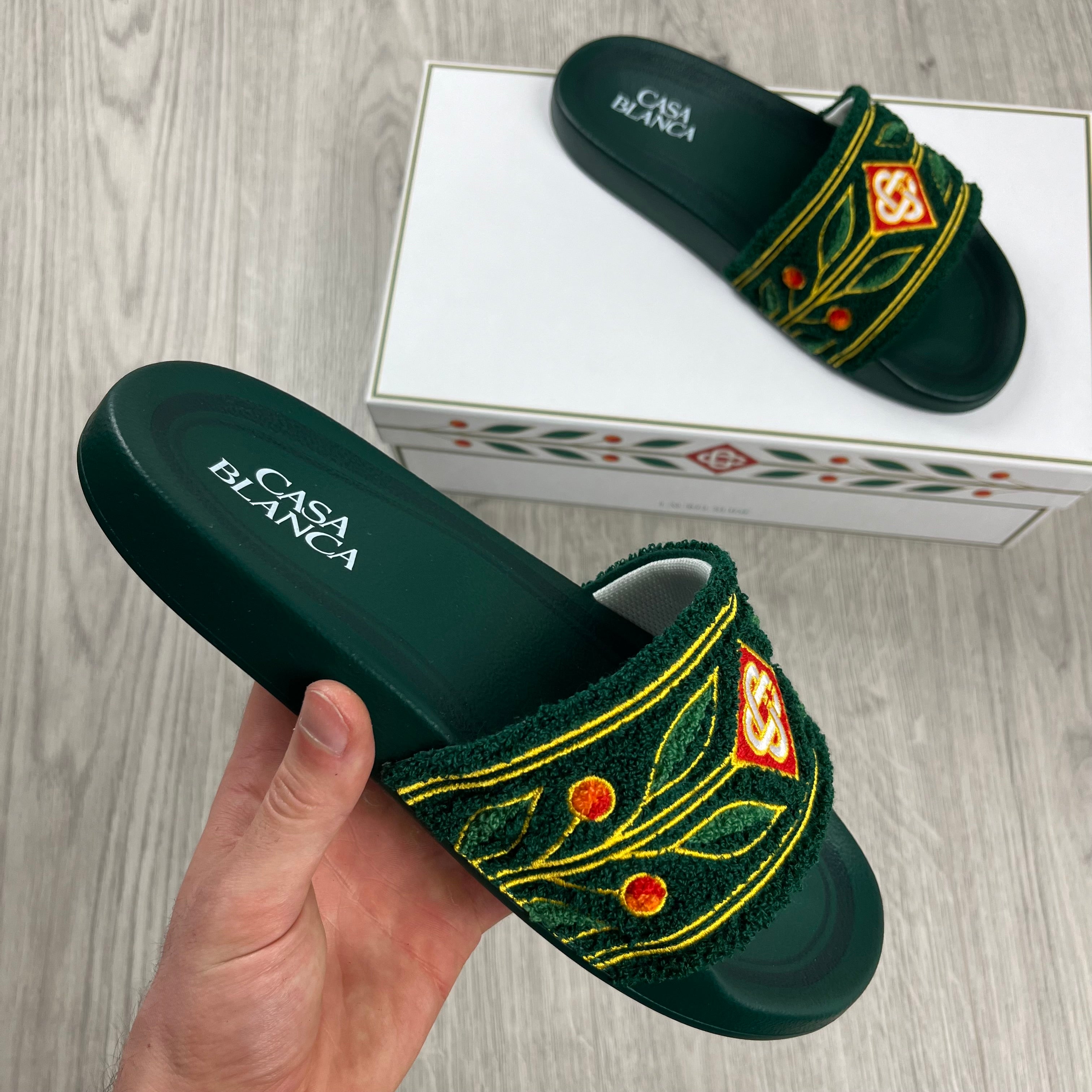 Casablanca Laurel Terry Slides - Green