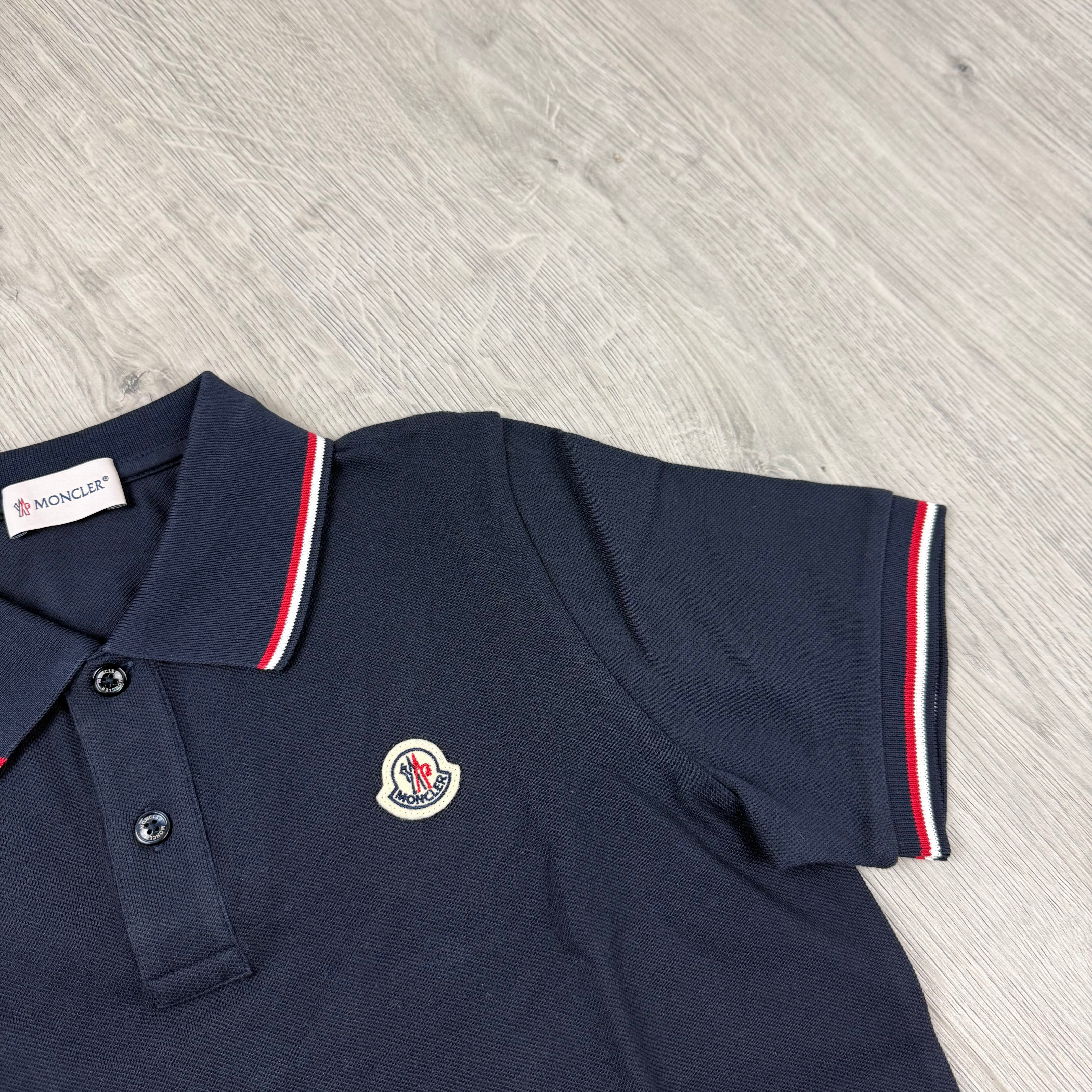 Moncler Junior Trim Polo Shirt - Navy
