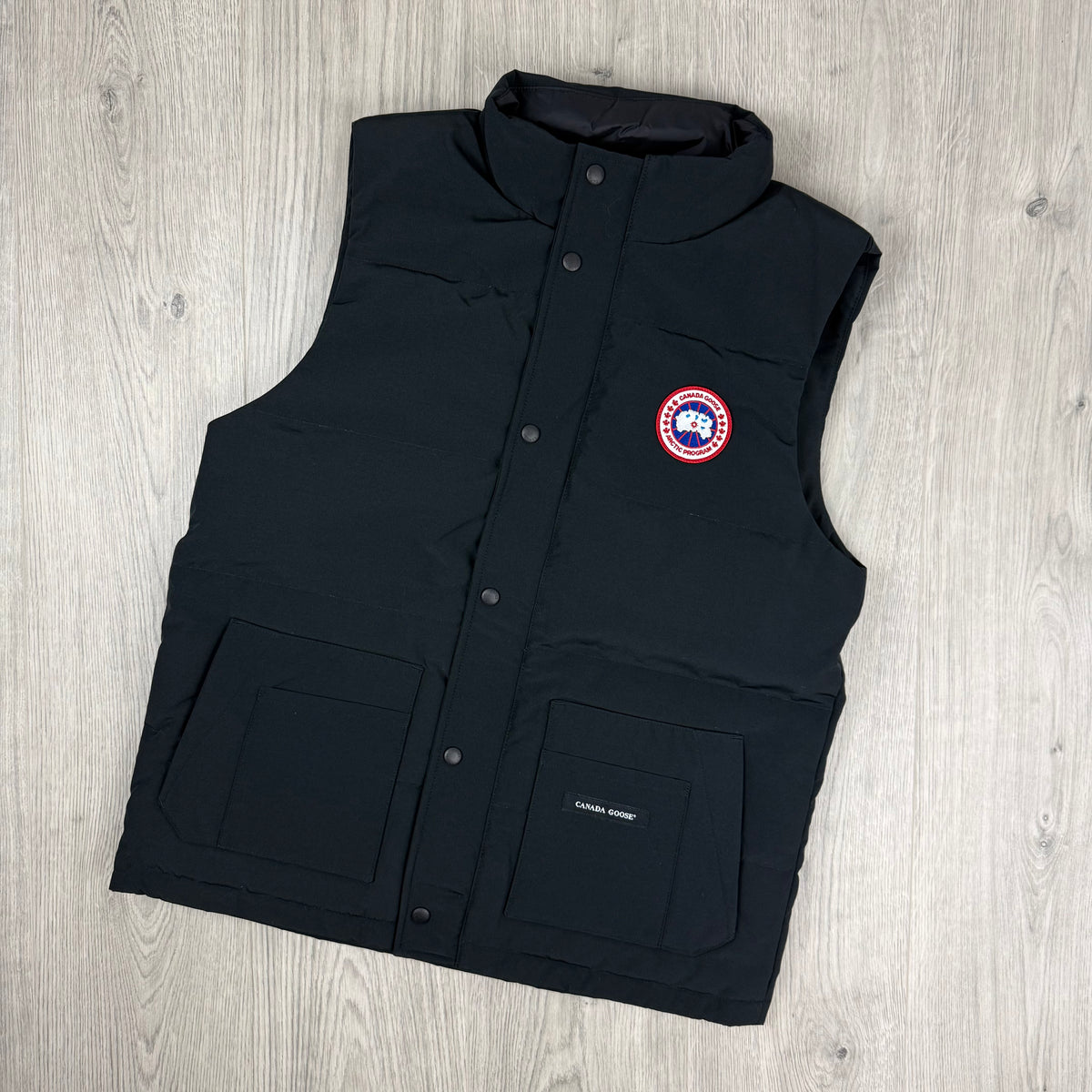 Men's Canada Goose Freestyle Crew Gilet in Black. On sale at Open Attire.