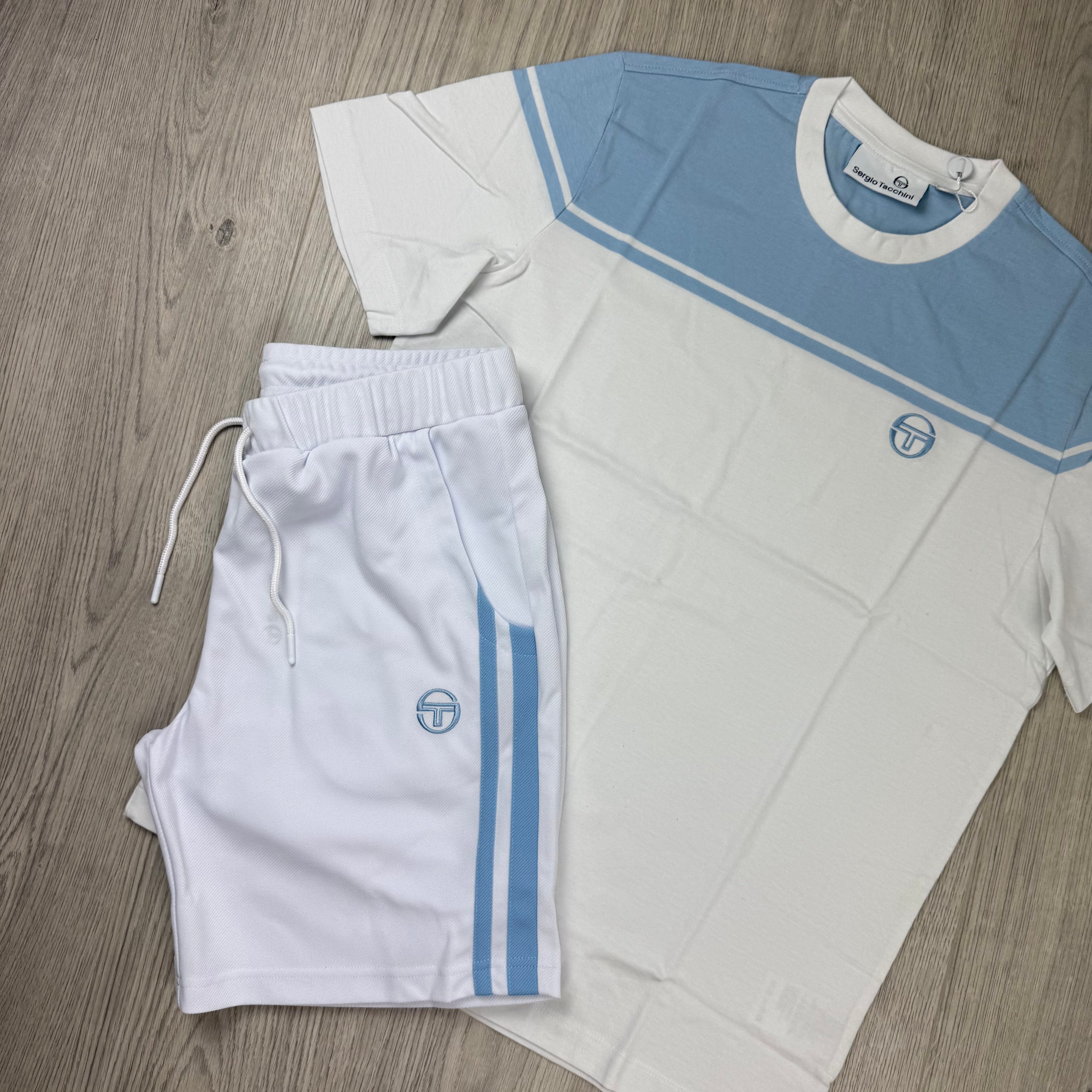 Sergio Tacchini 'Young Line' Set - White/Baby Blue