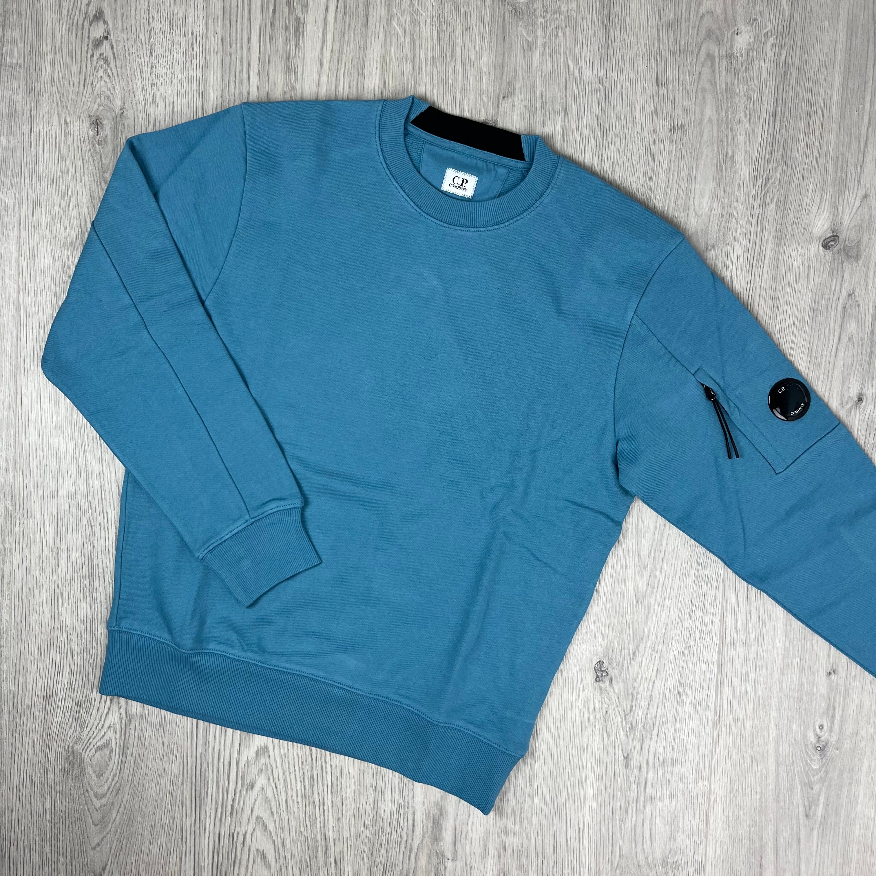 CP Company Raised Fleece Sweatshirt - Aegean Blue