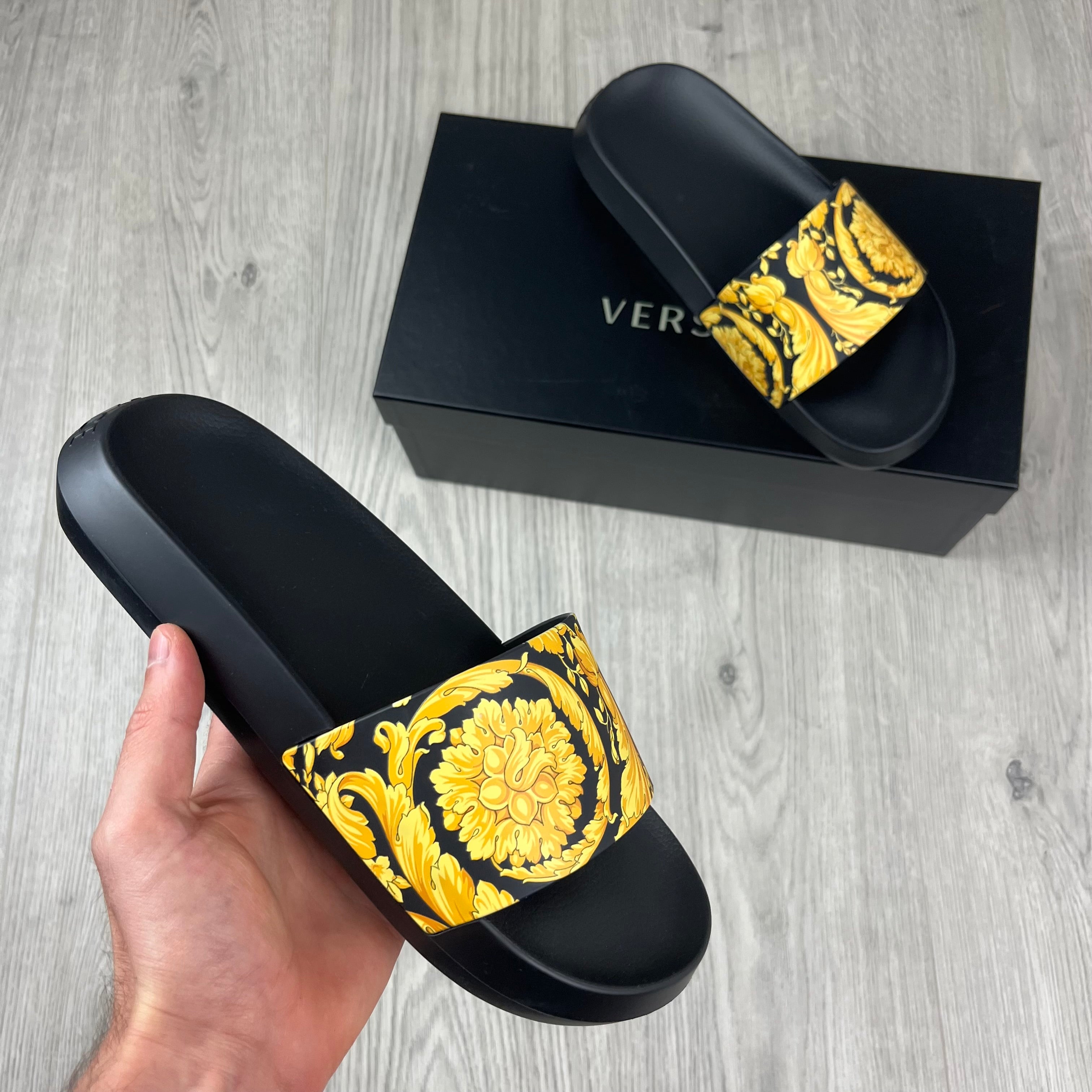 Versace Barocco Slides - Black