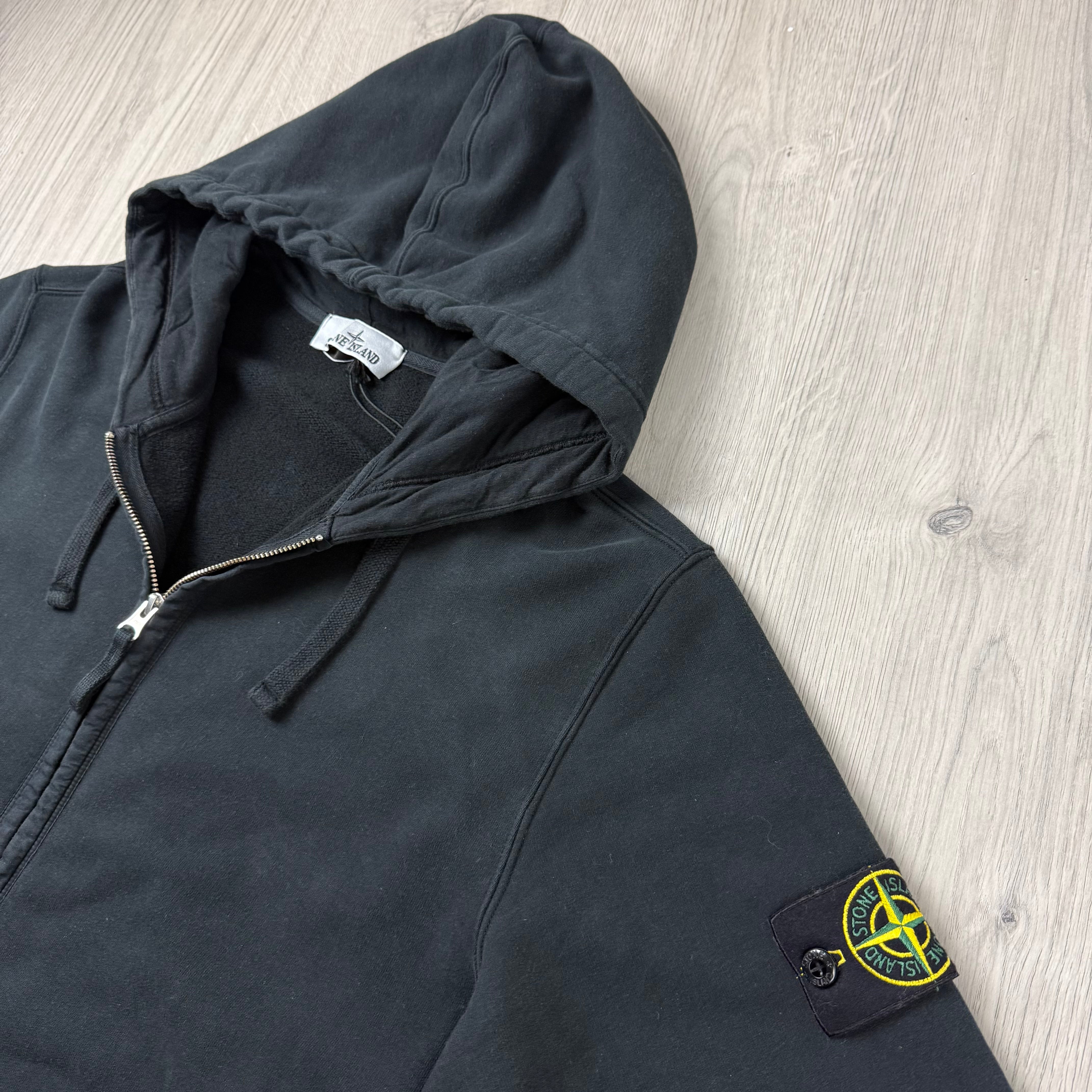 Stone Island Zip Hoodie - Black