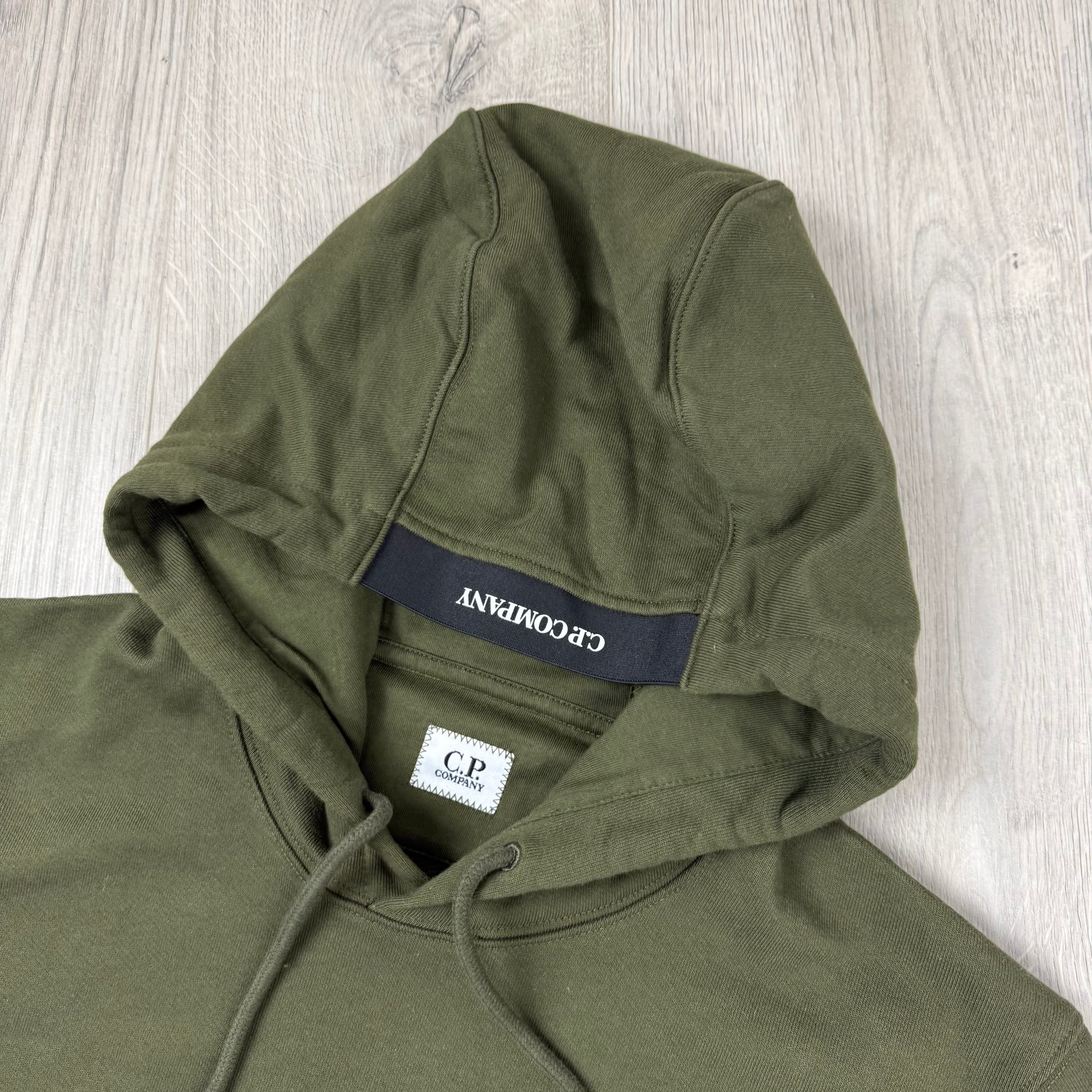 CP Company Raised Fleece Hoodie - Ivy Green