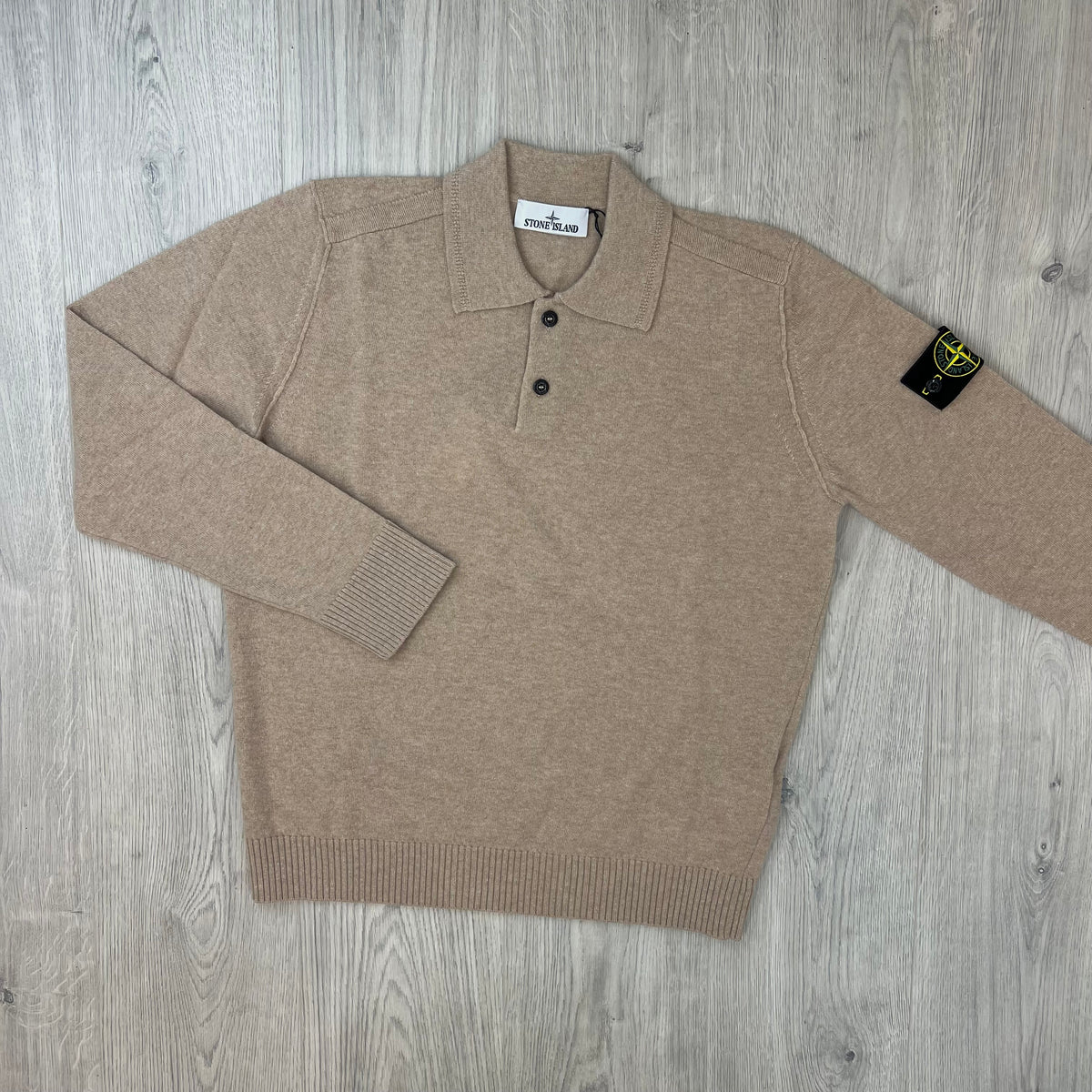 Stone Island Knit Polo Shirt - Biscuit Melange