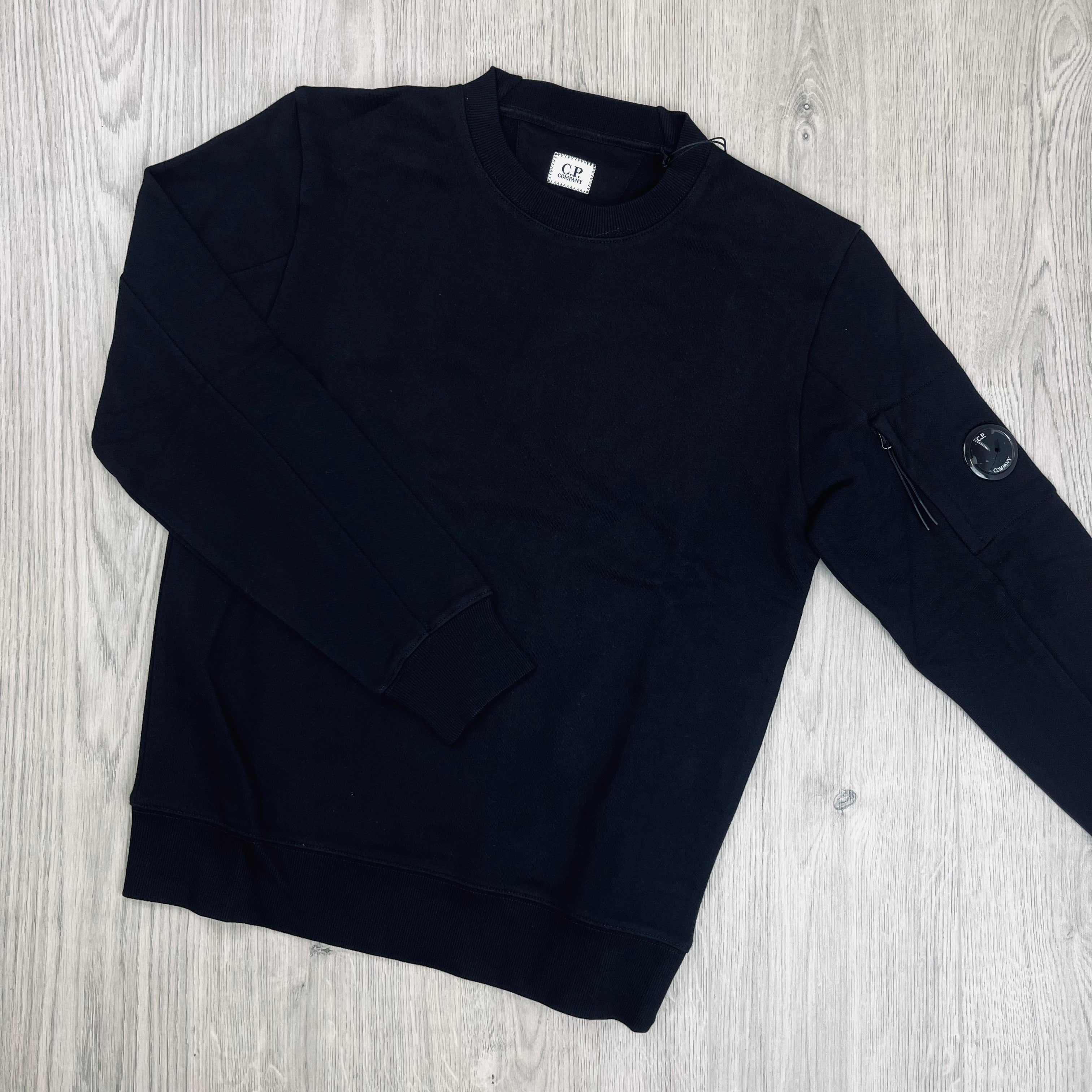 Men's CP Company Raised Fleece Sweatshirt in Black. On sale at Open Attire.