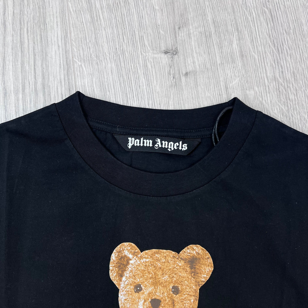 Palm Angels 'Bear' T-Shirt in Black - Neck label.