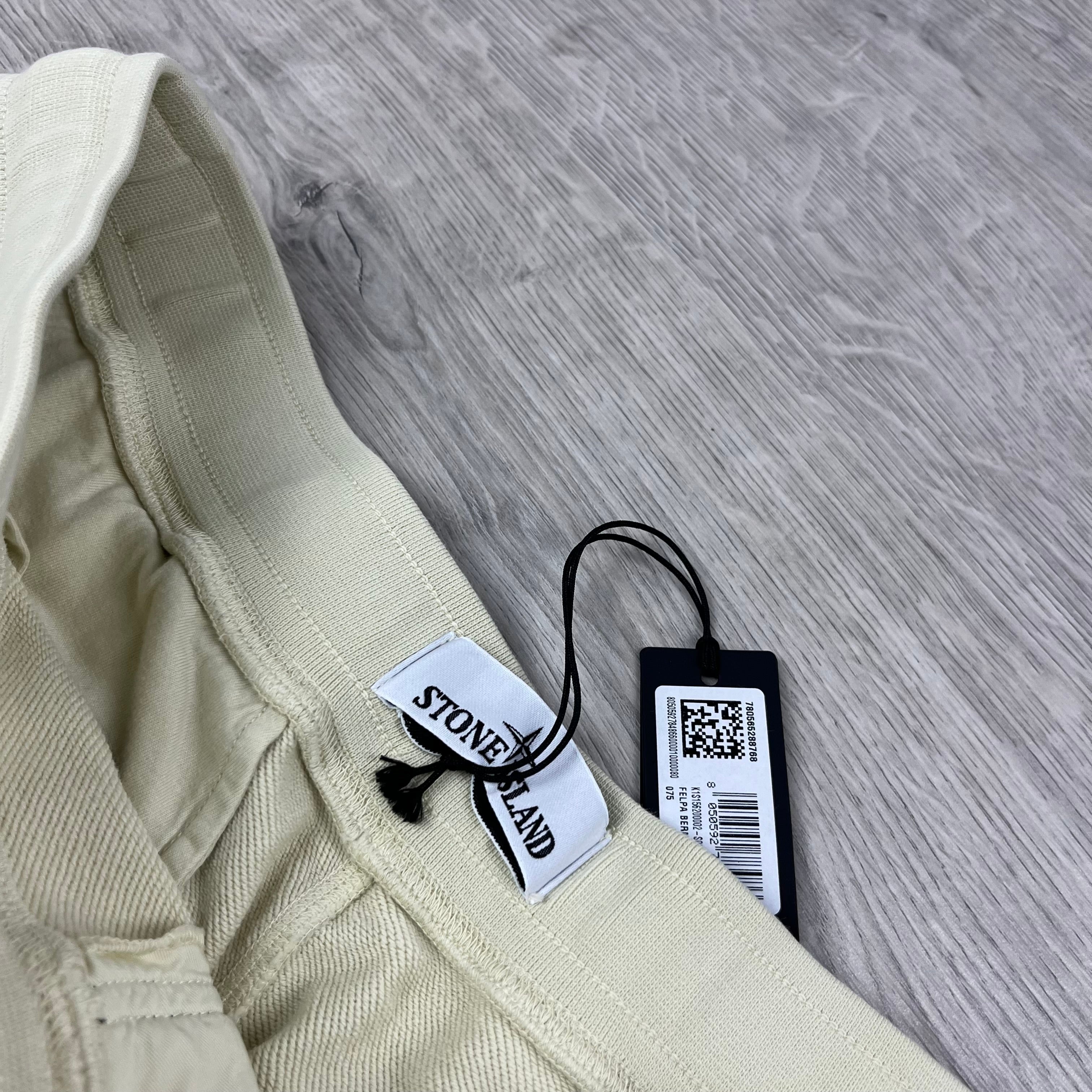 Men's Stone Island Jersey Shorts in Oat. On sale at Open Attire.