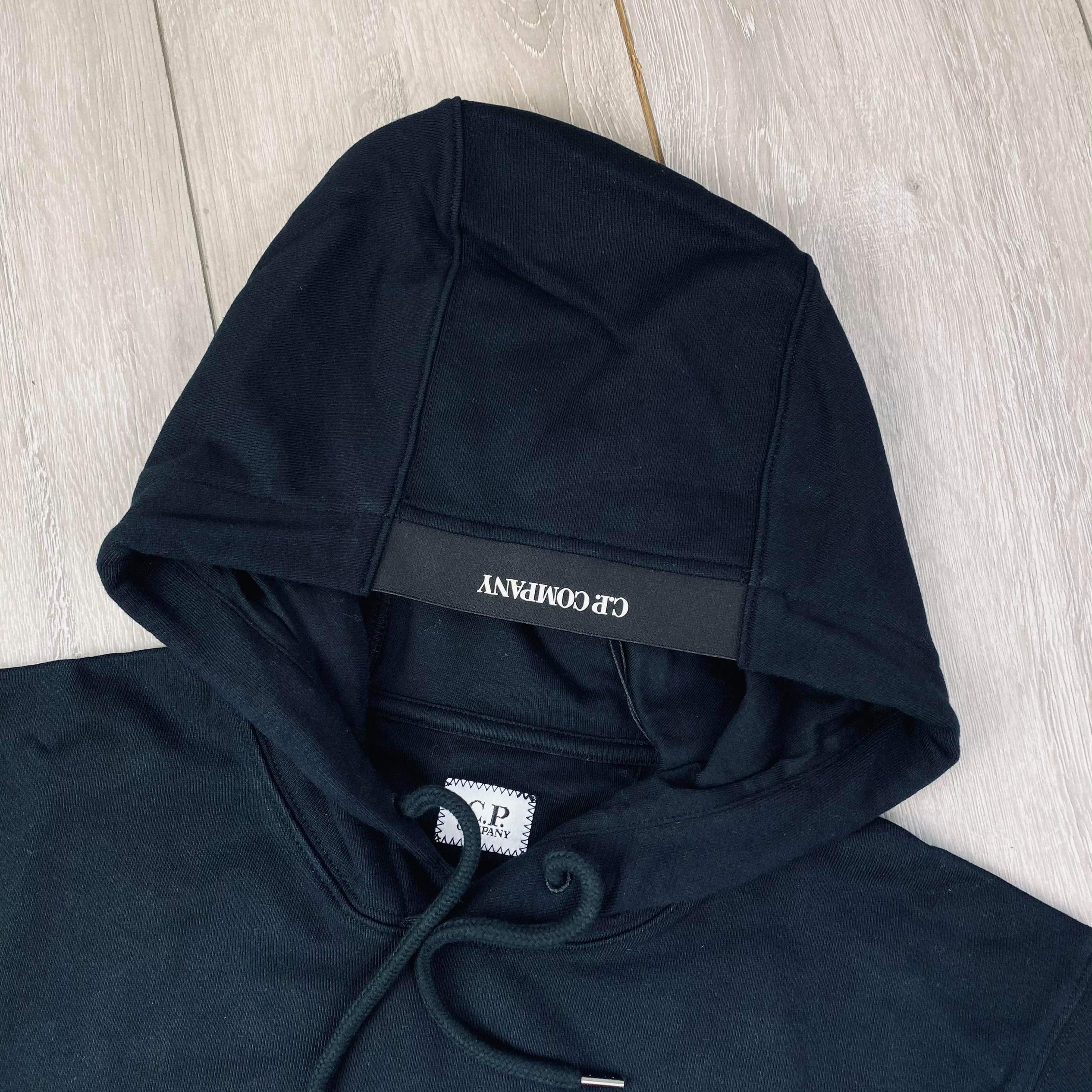 CP Company Raised Fleece Hoodie in Black. On sale at Open Attire.