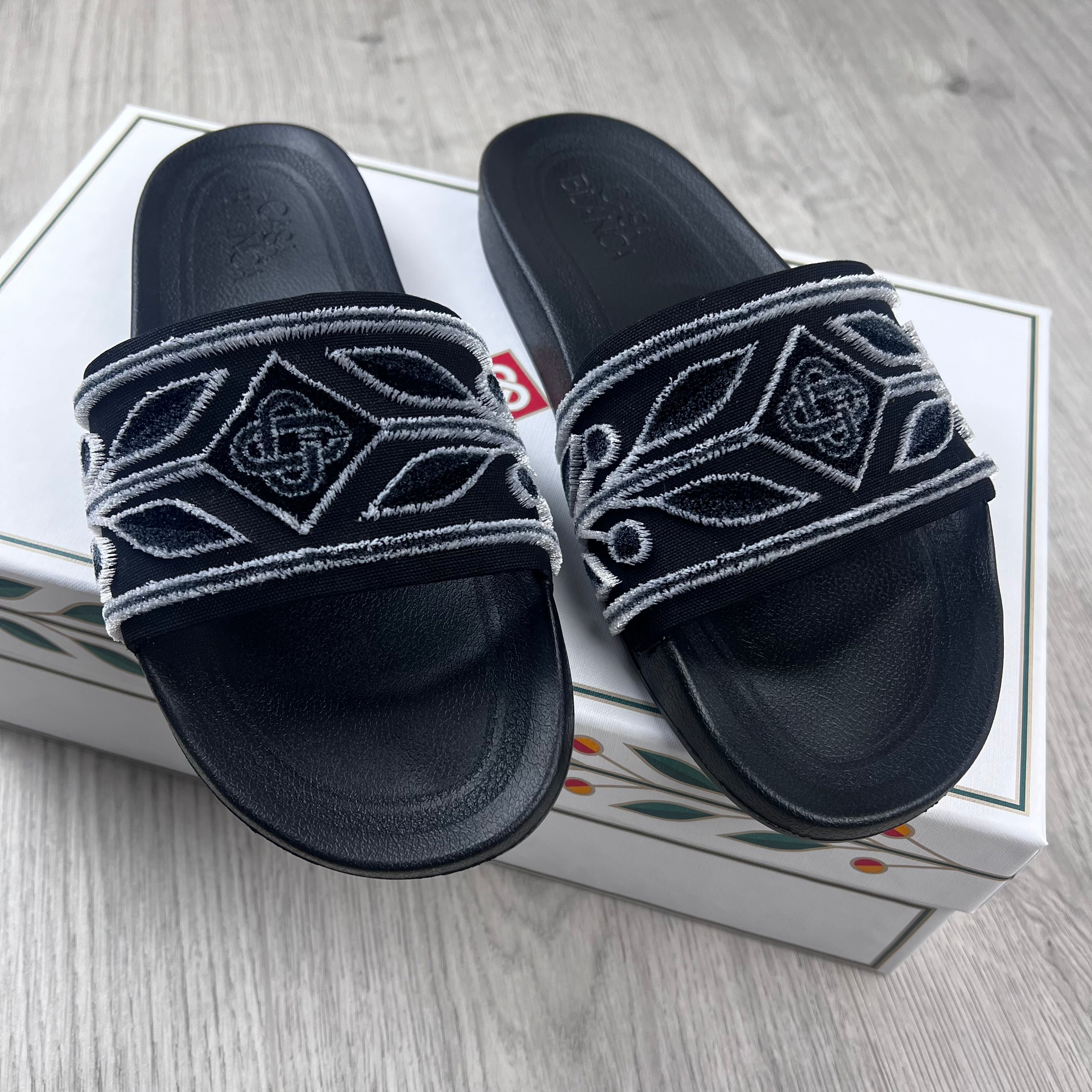 Casablanca Laurel Terry Slides - Black