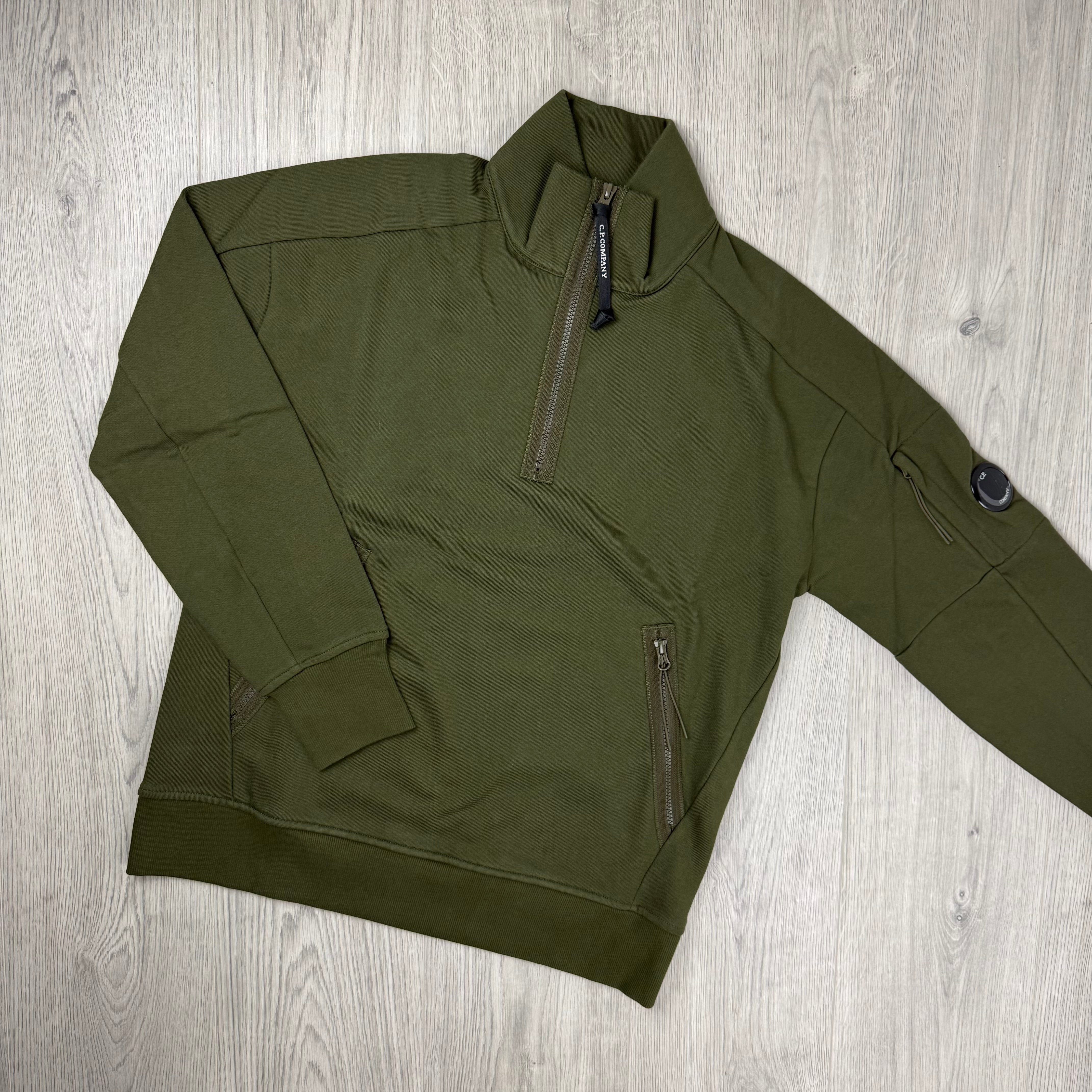 CP Company Raised Fleece Zip Sweatshirt - Ivy Green