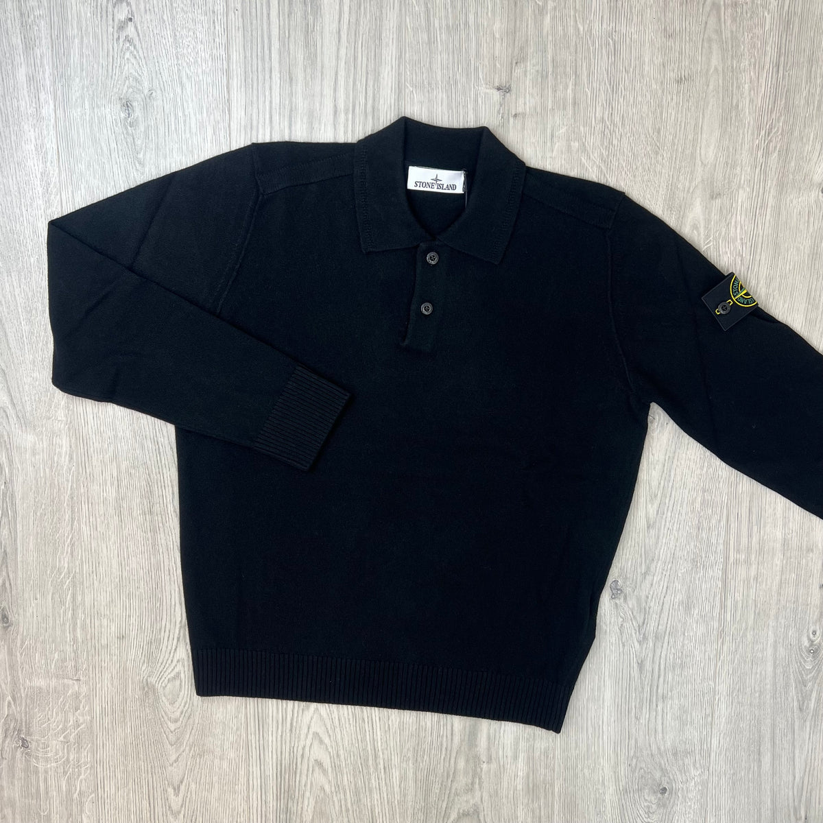 Stone Island Knit Polo Shirt - Black