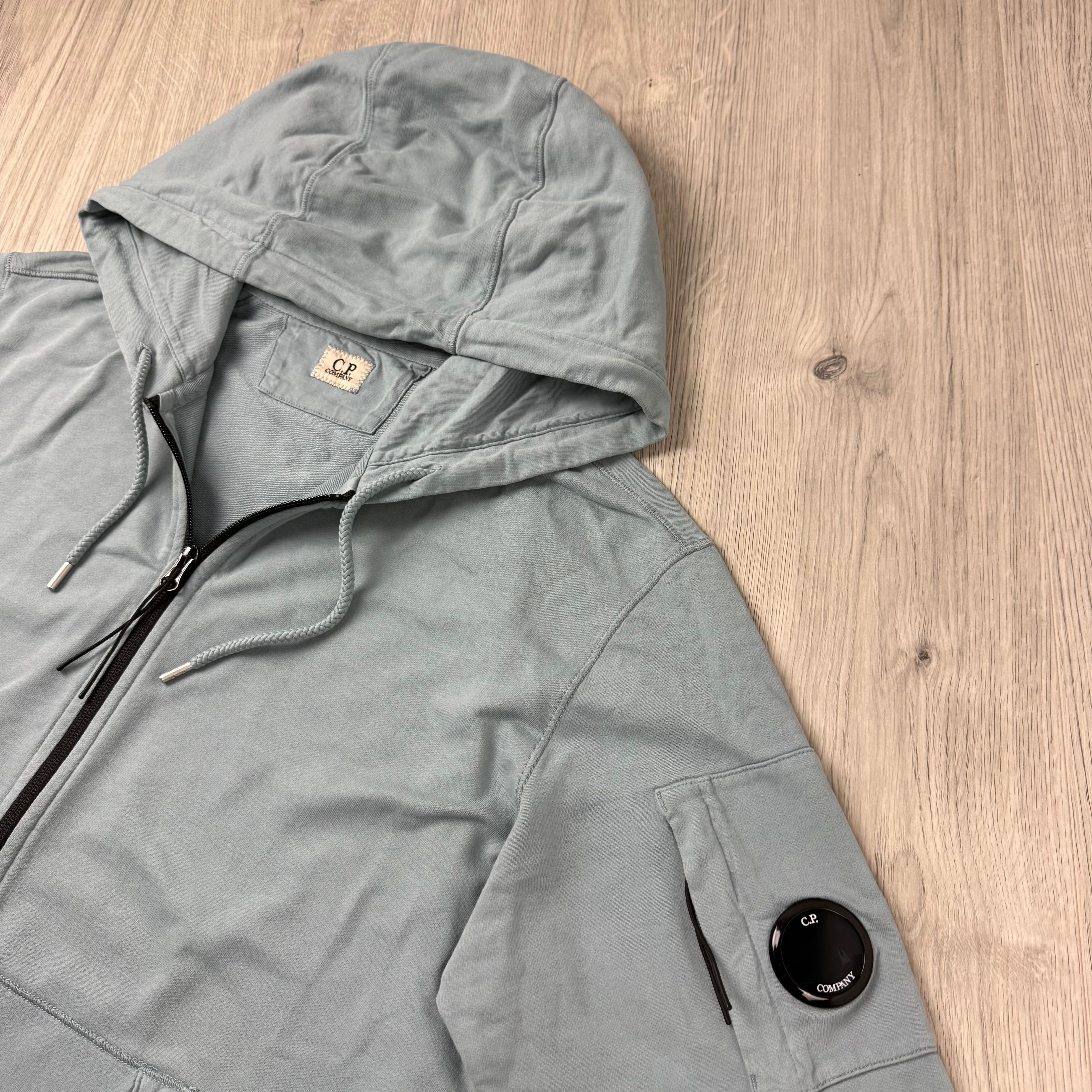 CP Company Light Fleece Zip Hoodie - Silver Blue