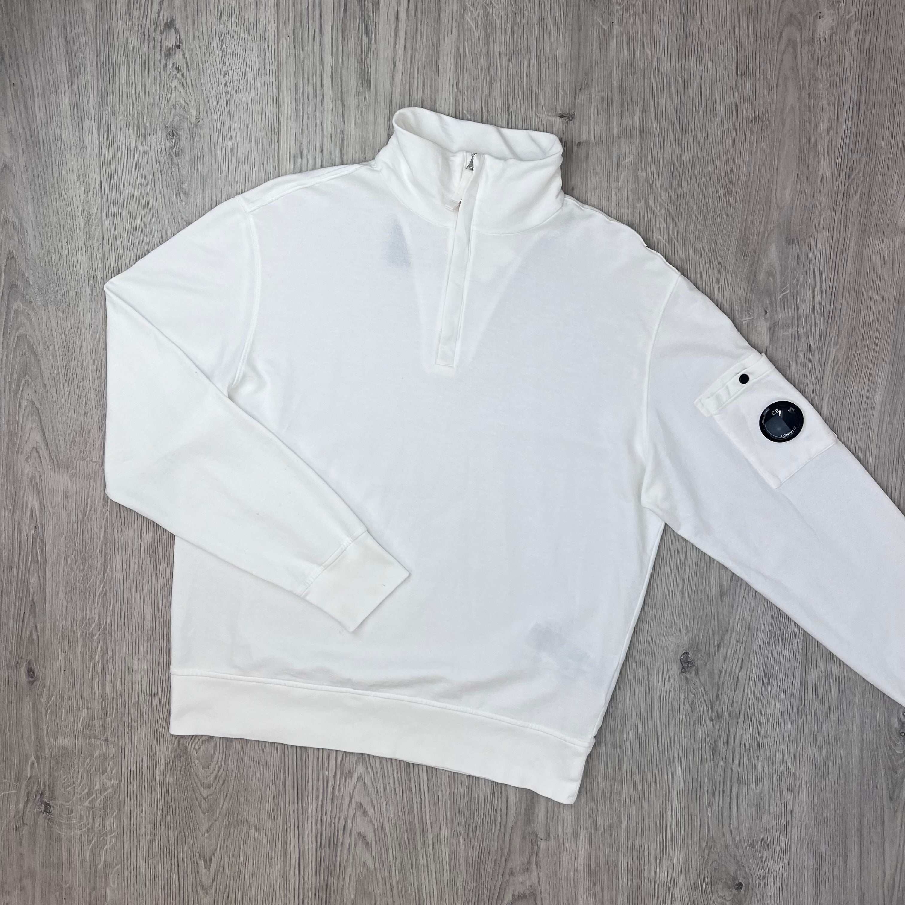 CP Company Light Fleece Zip Sweatshirt - White