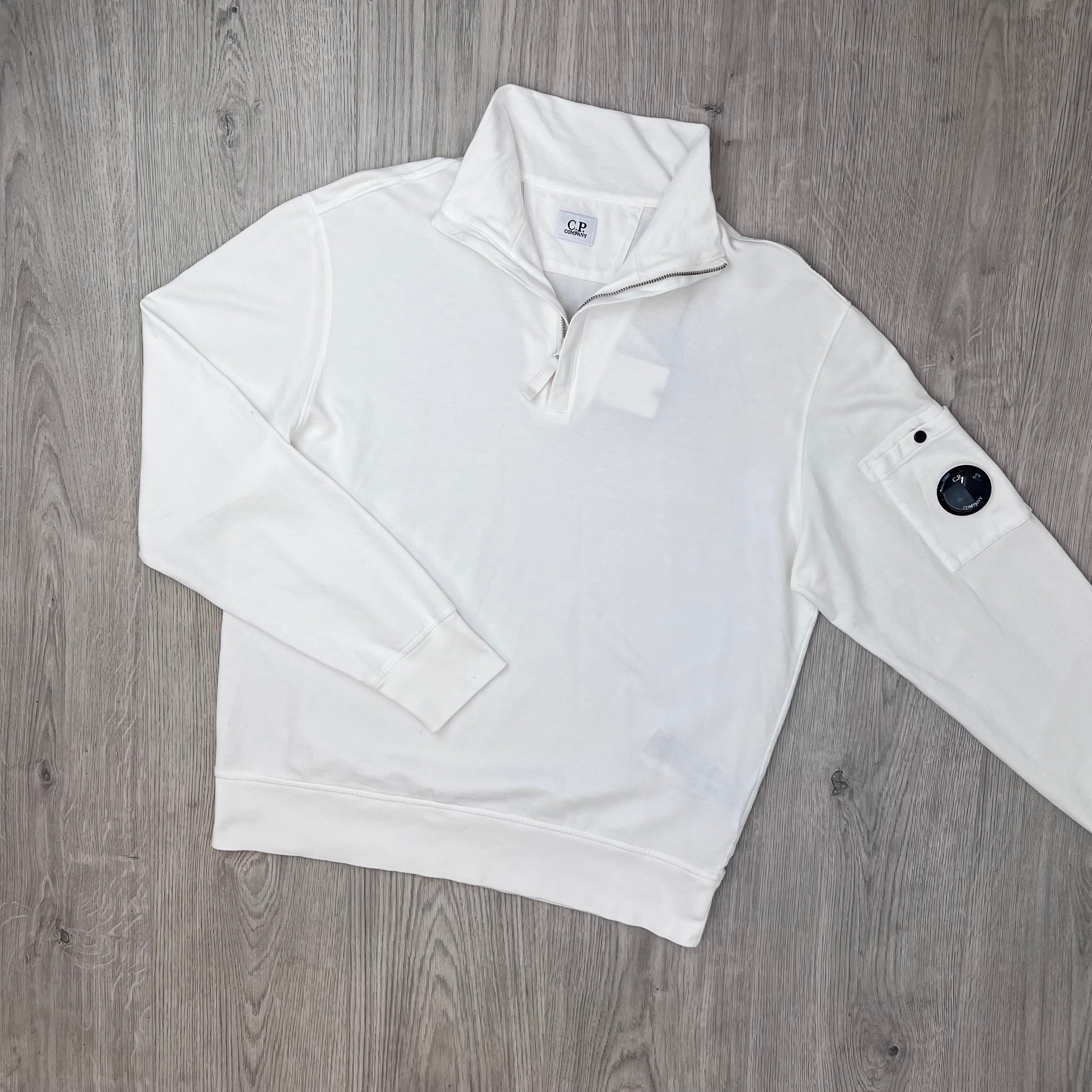 CP Company Light Fleece Zip Sweatshirt - White