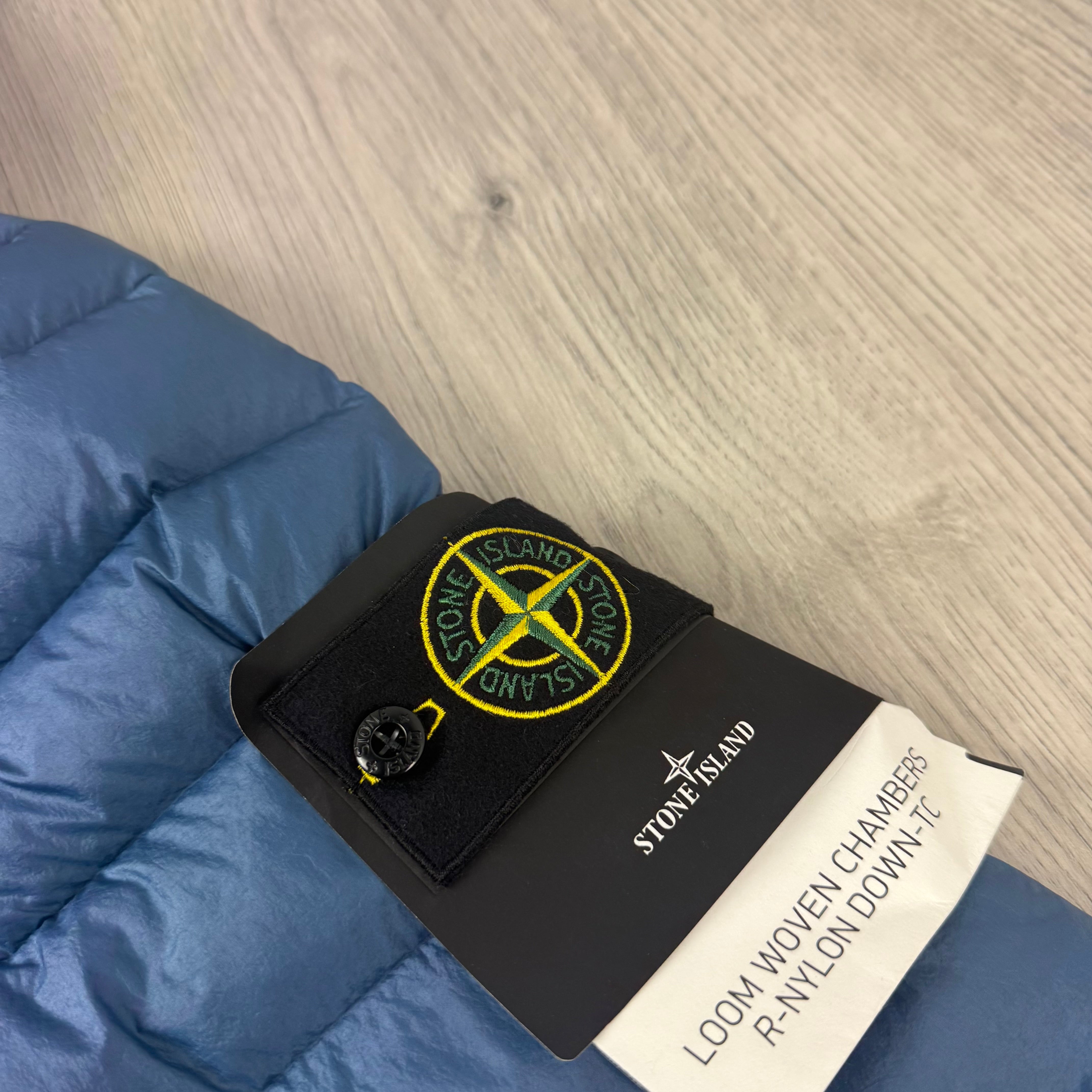 Stone Island Woven Down Jacket - Avio Blue