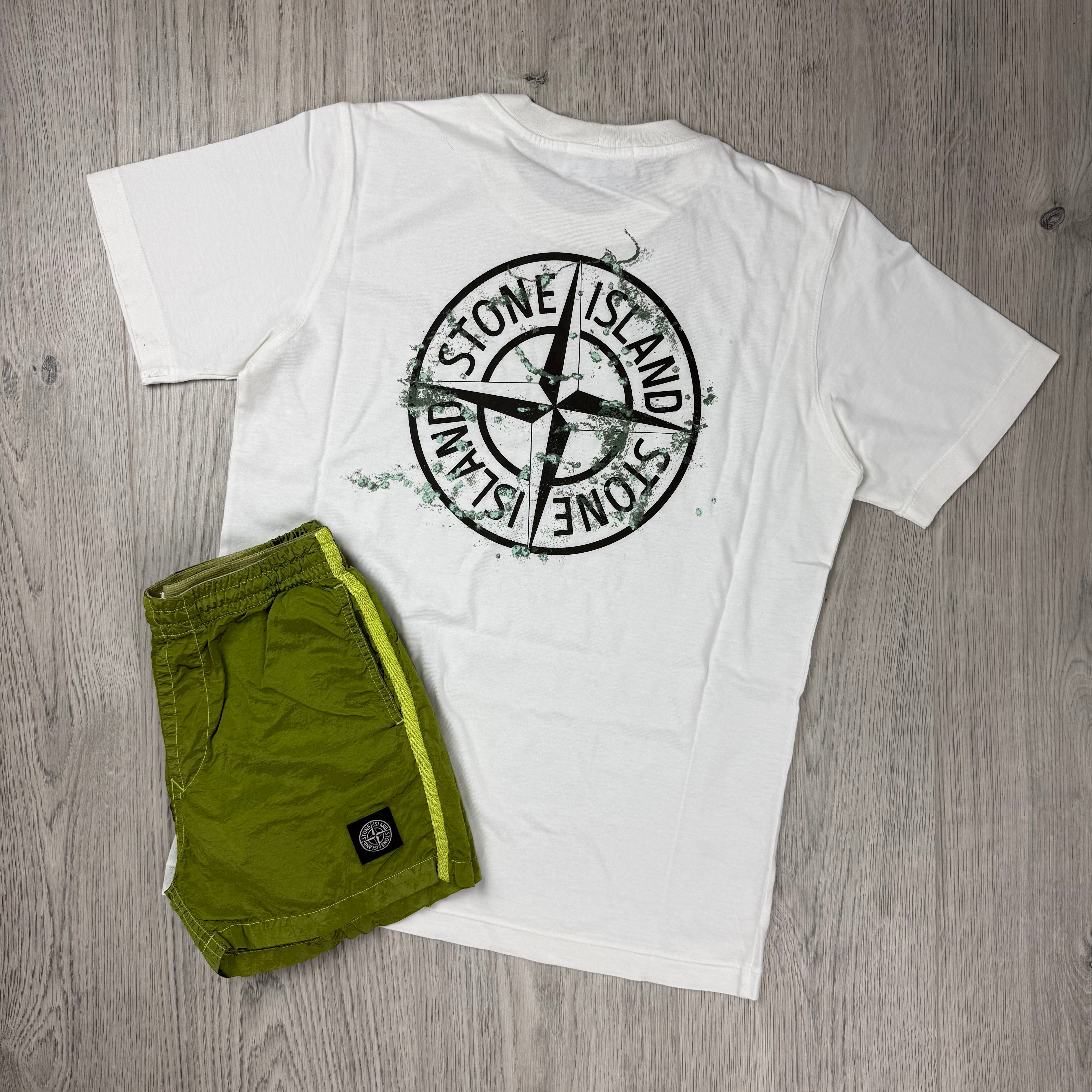 Stone Island Junior Holiday Set - White/Lime