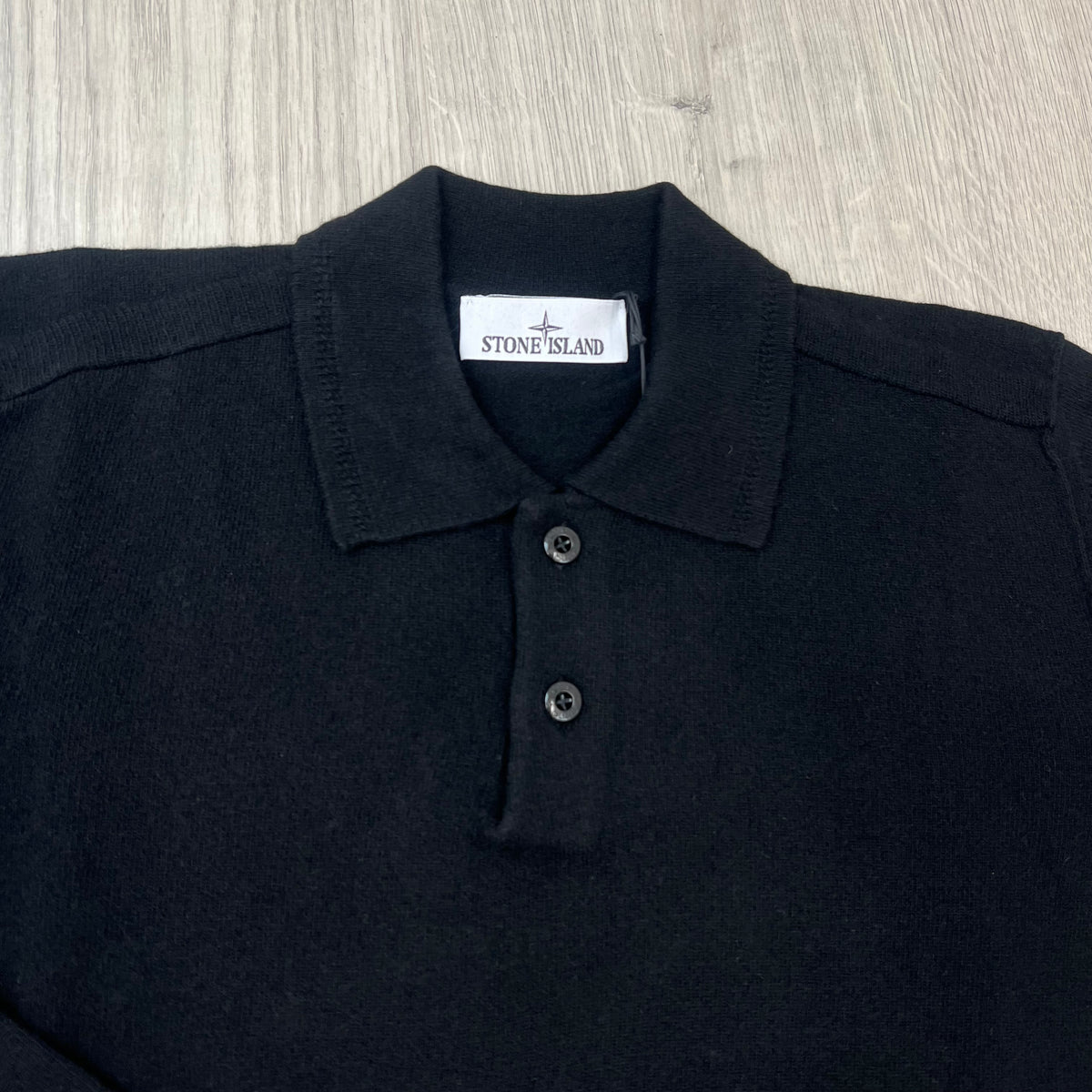 Stone Island Knit Polo Shirt - Black