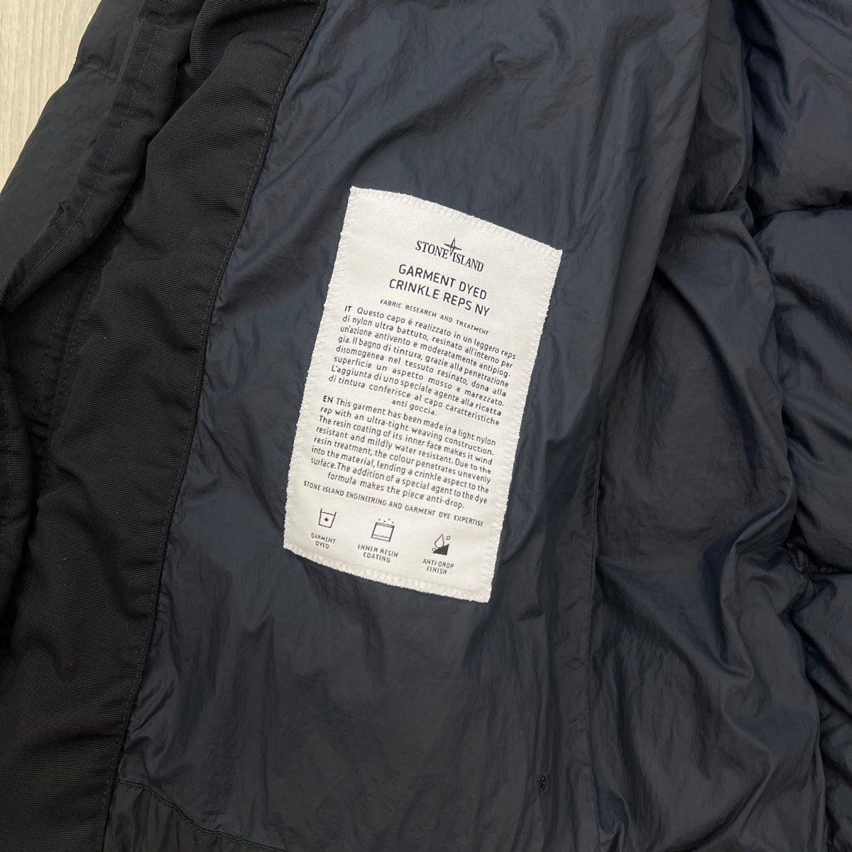 Stone Island Crinkle Reps Down Jacket - Navy