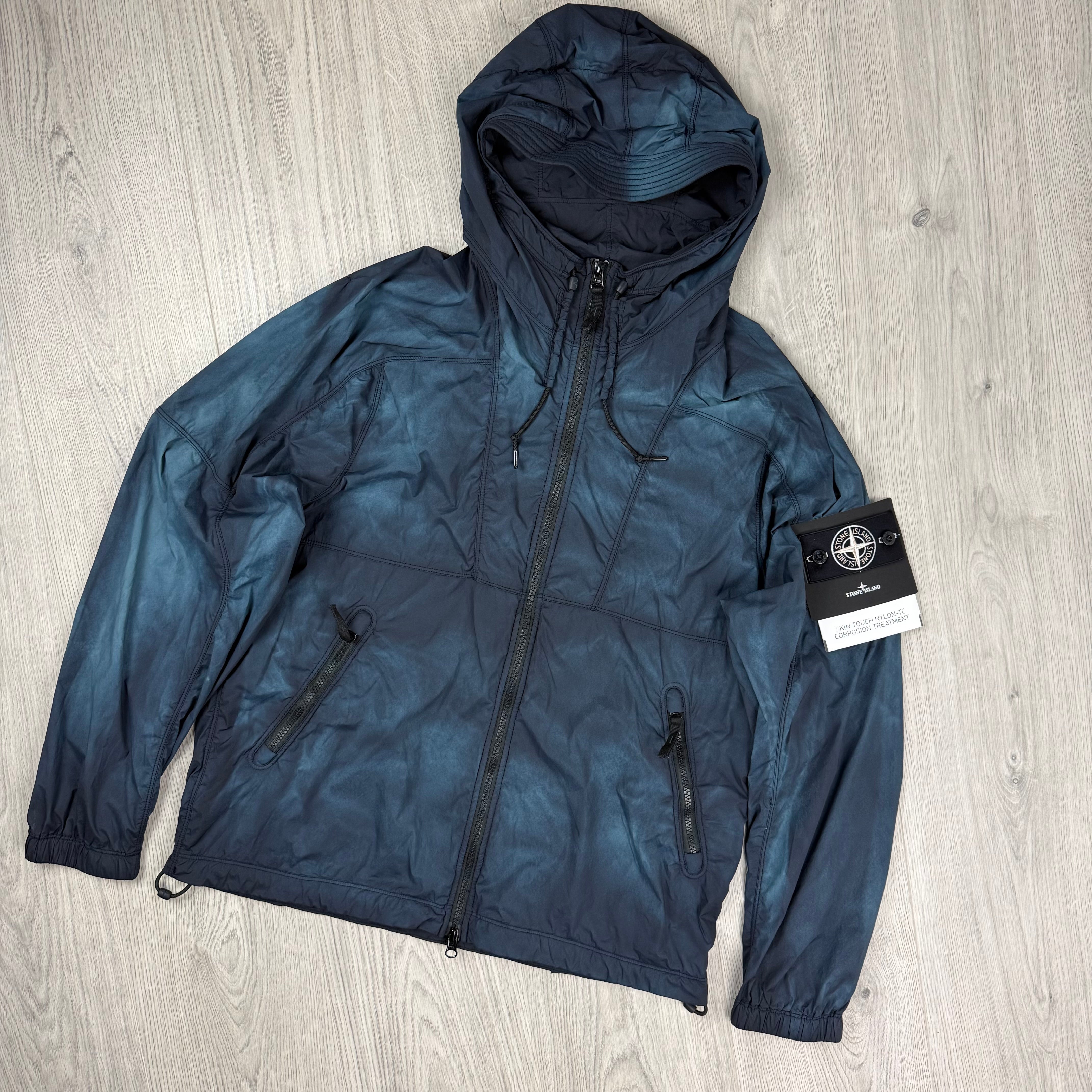Men's Stone Island Skin Touch Nylon-TC Hooded Jacket in Black. On sale at Open Attire.