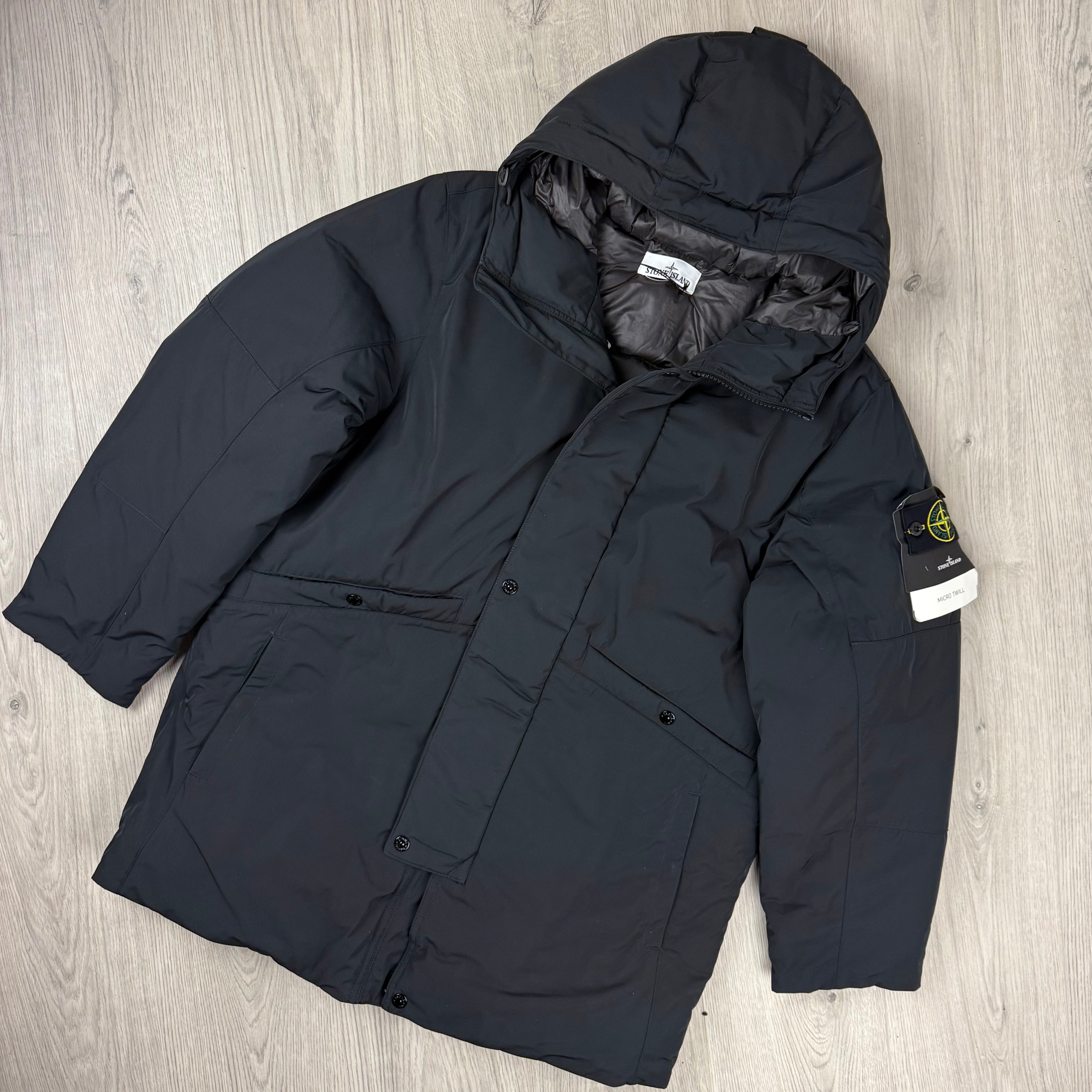 Stone Island Micro Twill Down Parka - Black