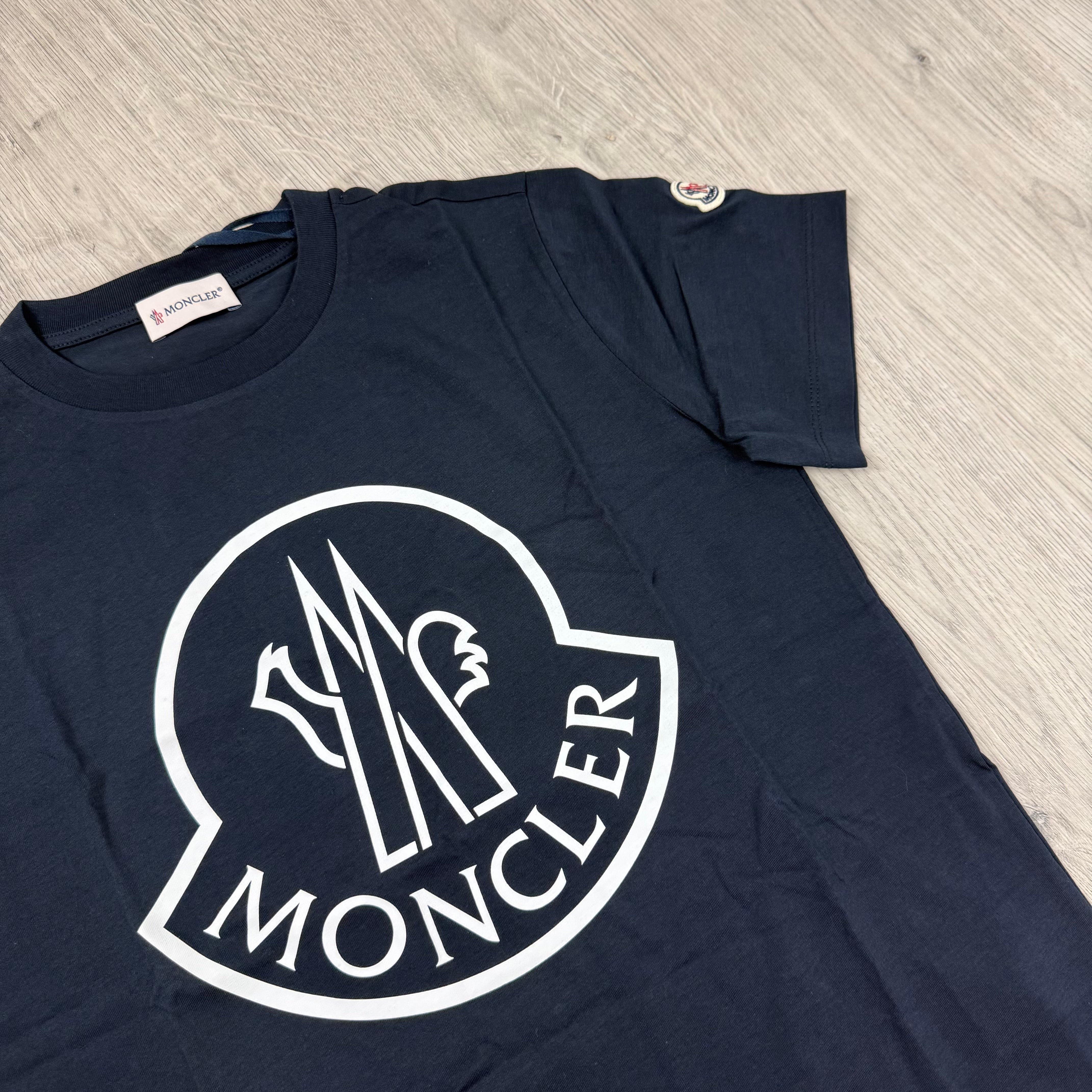 Moncler Junior Scribble T-Shirt - Navy