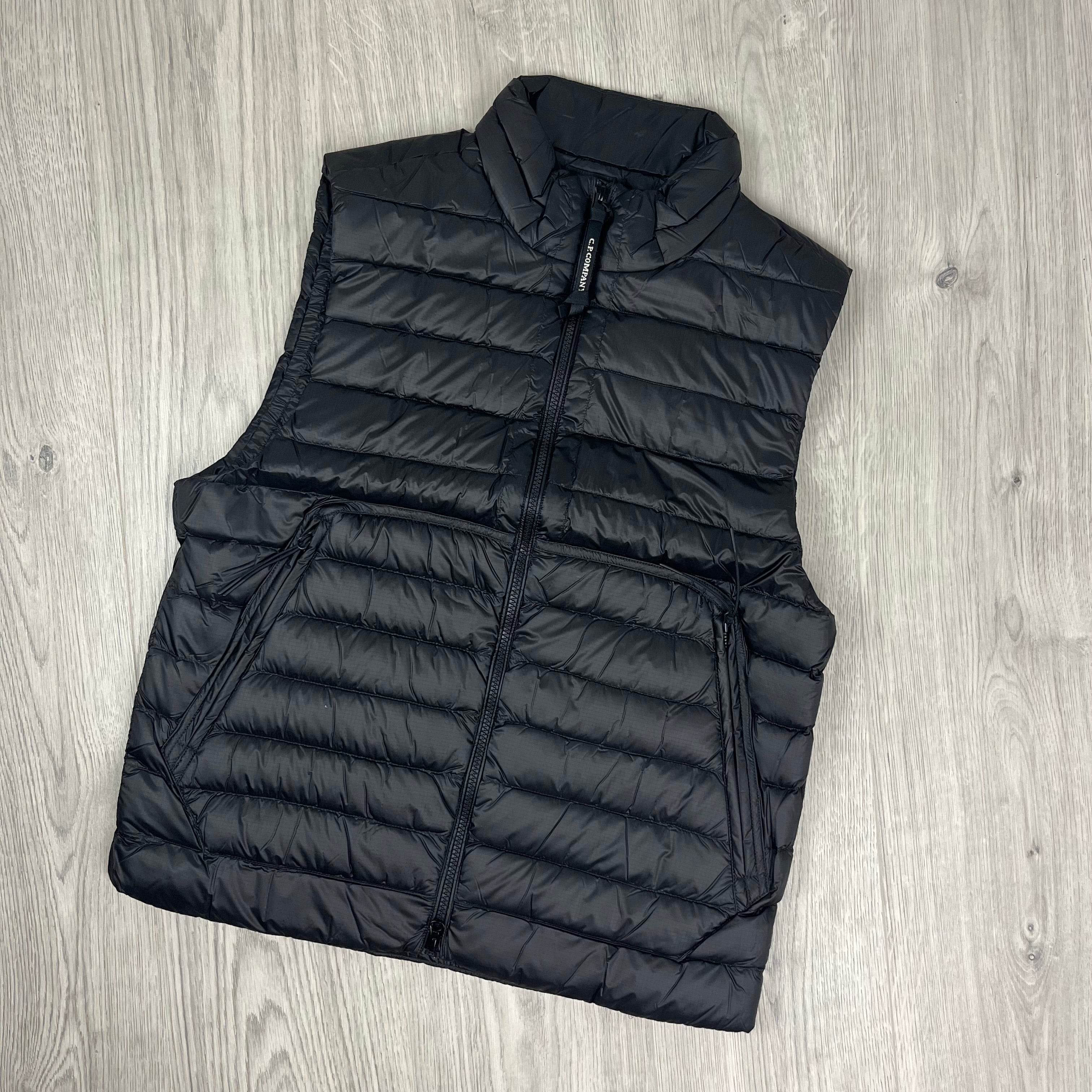 Men's CP Company D.D Shell Down Gilet in Black. On sale at Open Attire.