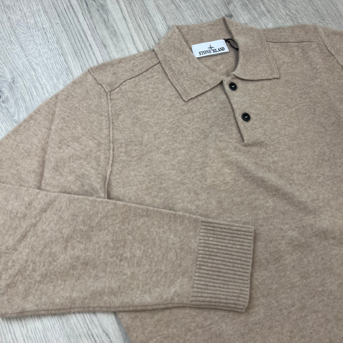 Stone Island Knit Polo Shirt - Biscuit Melange