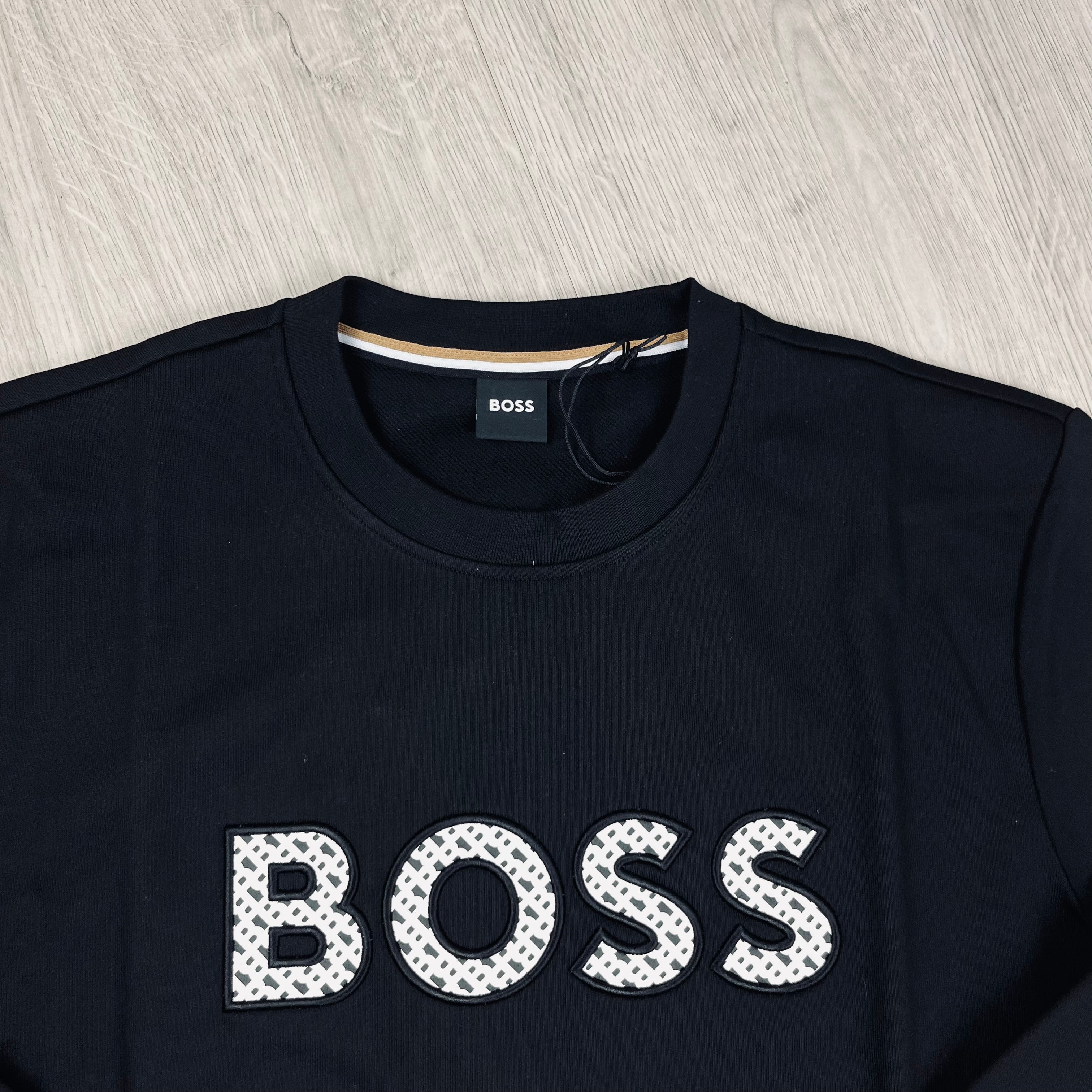 Hugo Boss Logo Sweatshirt in Black. On sale at Open Attire.