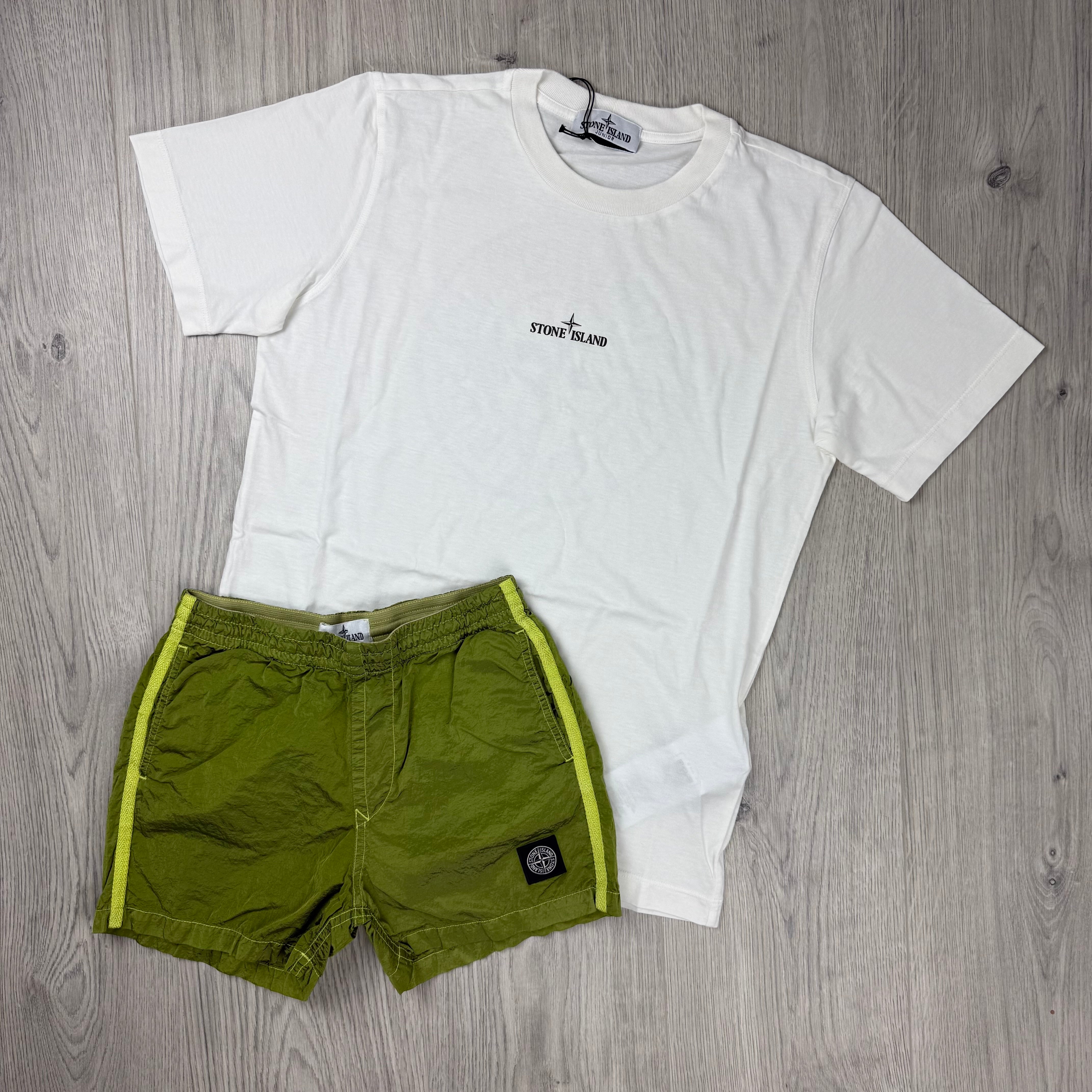 Stone Island Junior Holiday Set - White/Lime
