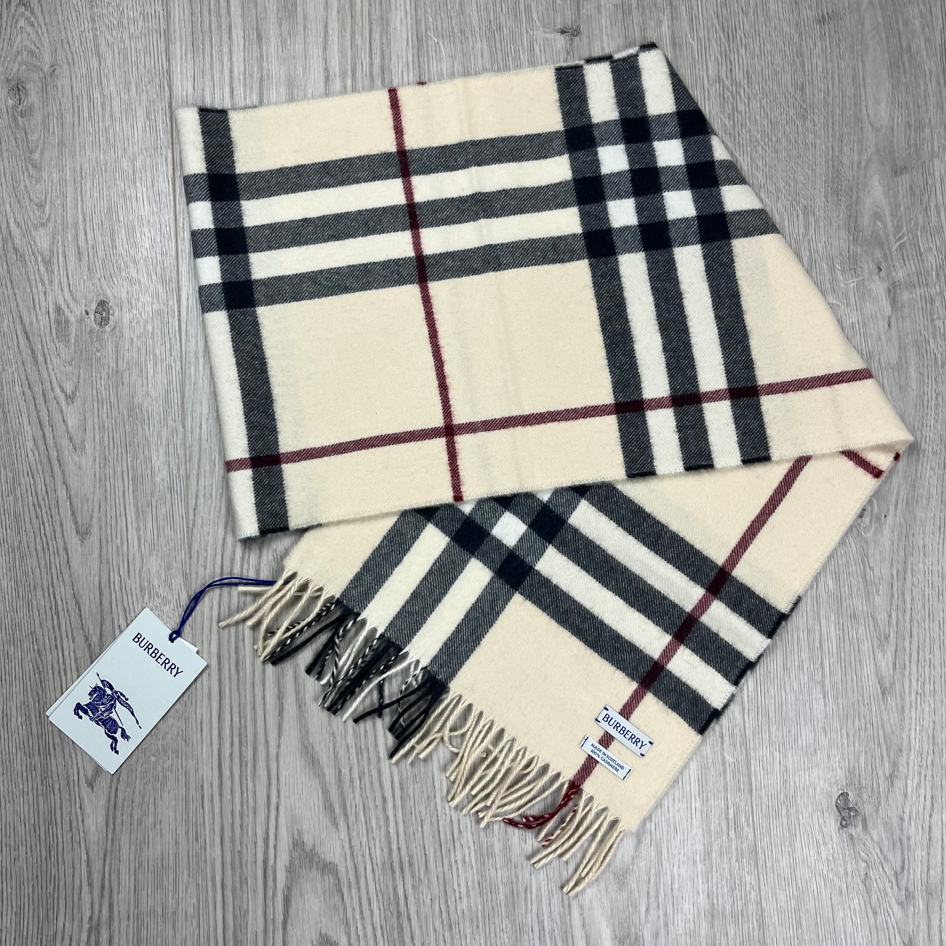 Burberry Reversible Cashmere Scarf in Archive Check. On sale at Open Attire.