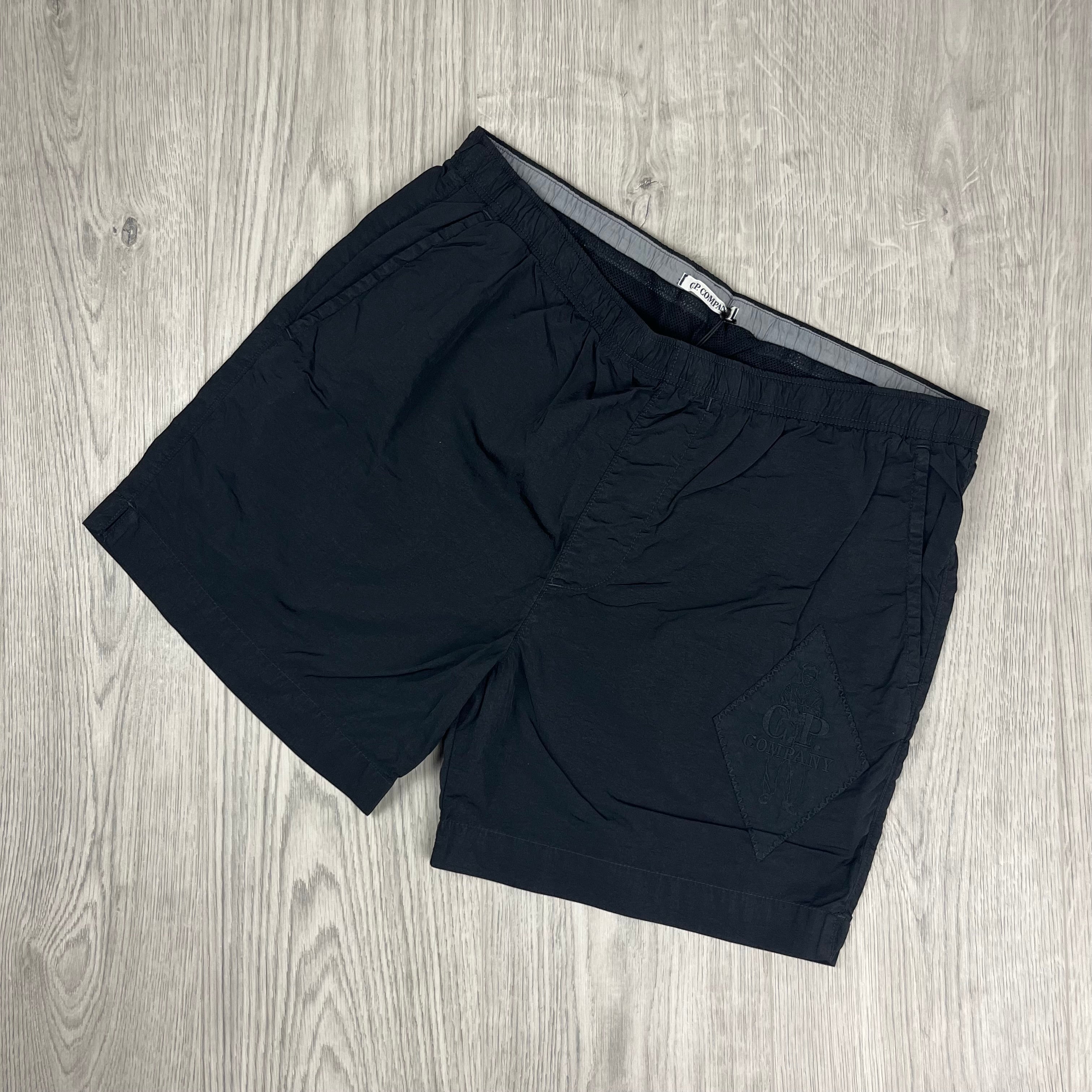 Men's CP Company Chrome-E British Sailor Swim Shorts in Black. On sale at Open Attire.