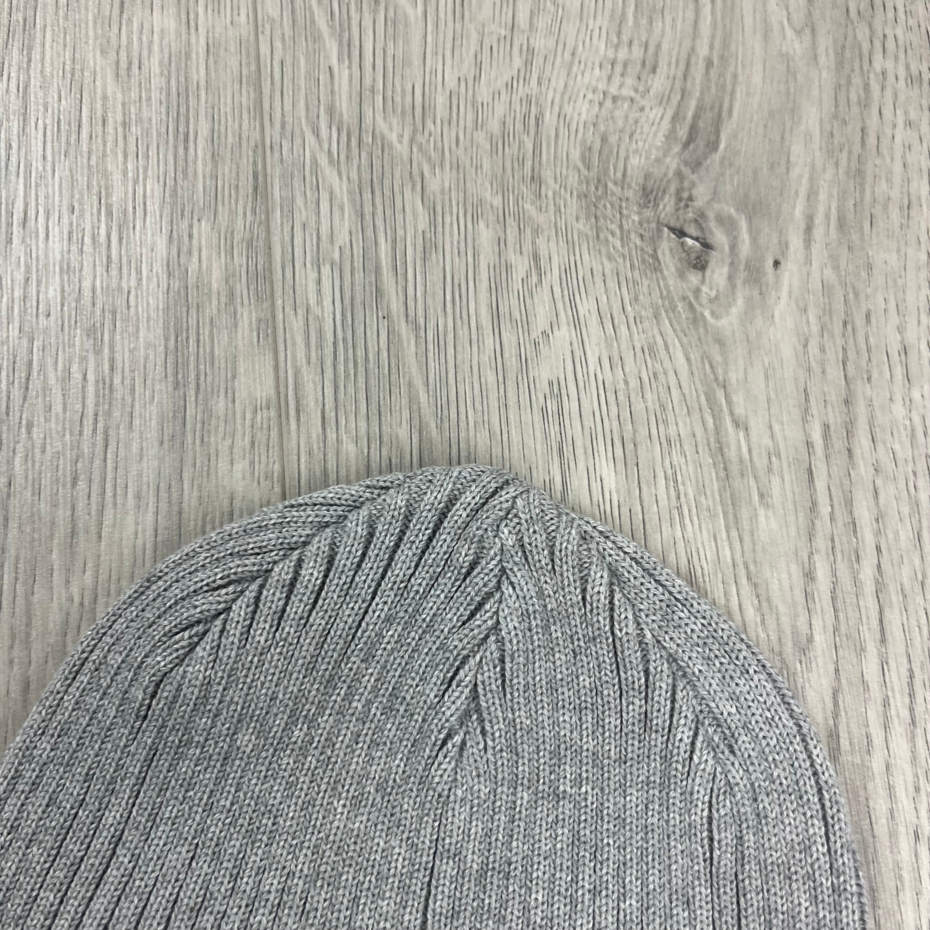 CP Company Cotton Goggle Beanie in Moon Melange. On sale at Open Attire.