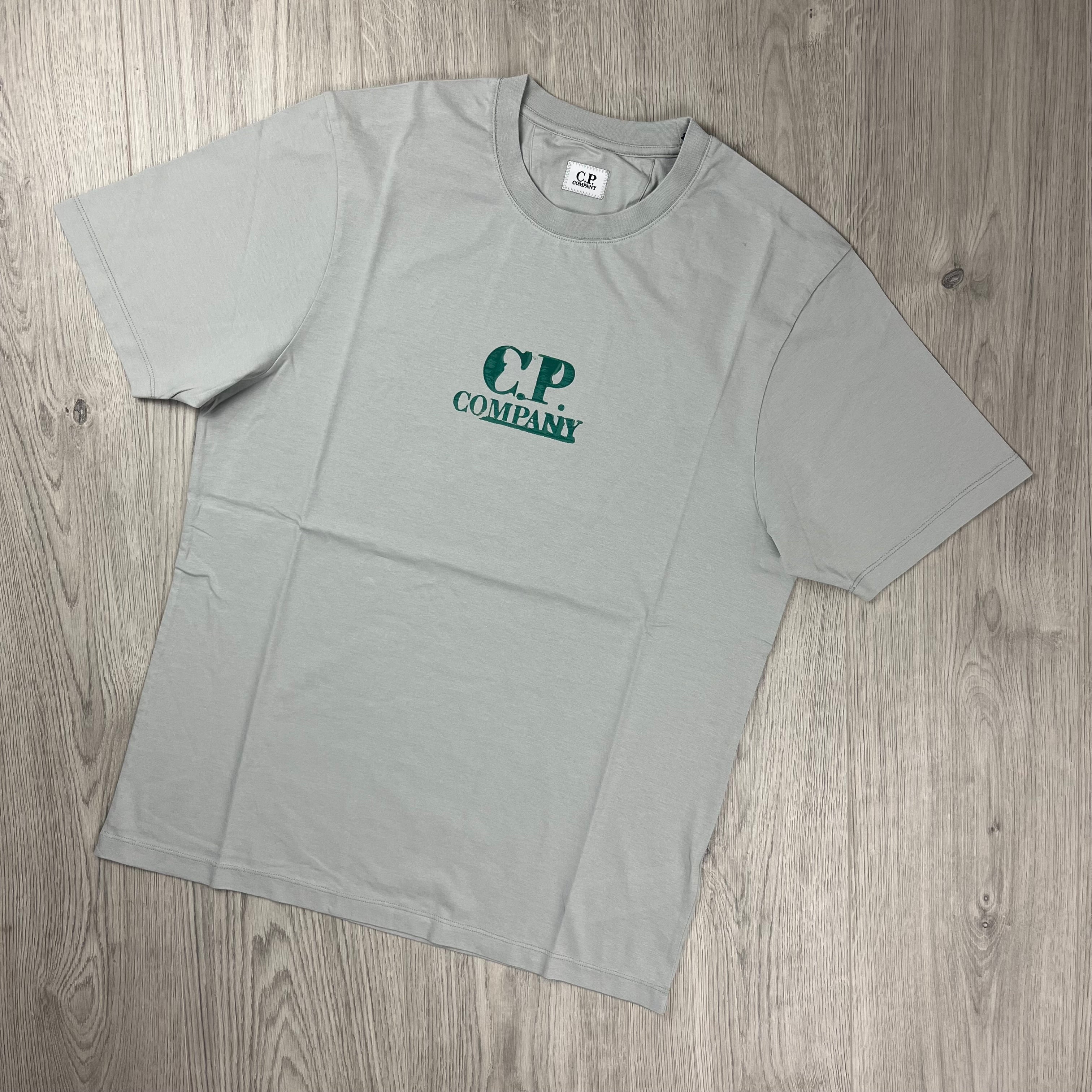 CP Company Logo T-Shirt in Blue Fox. On sale at Open Attire.