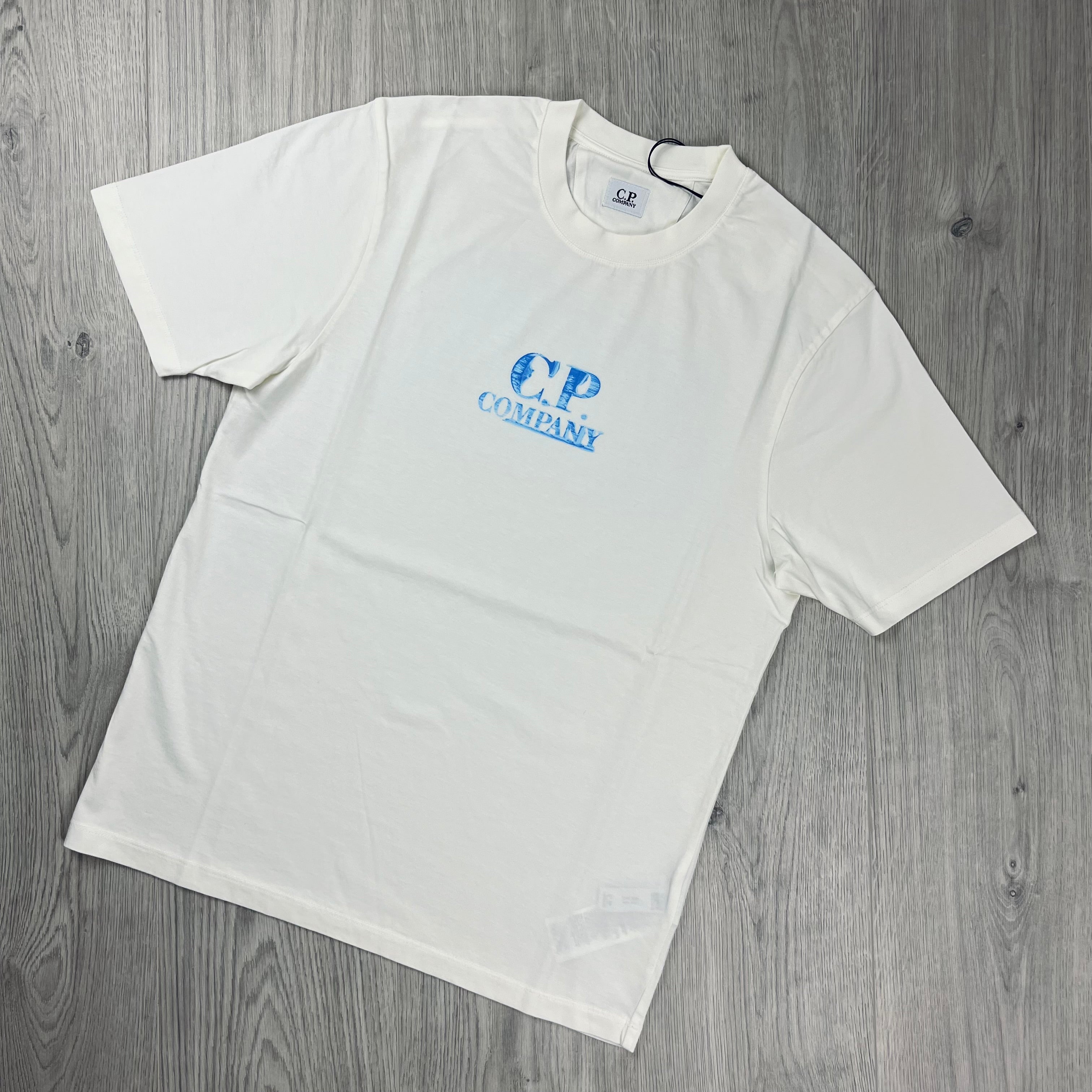 CP Company Logo T-Shirt in Gauze White. On sale at Open Attire.