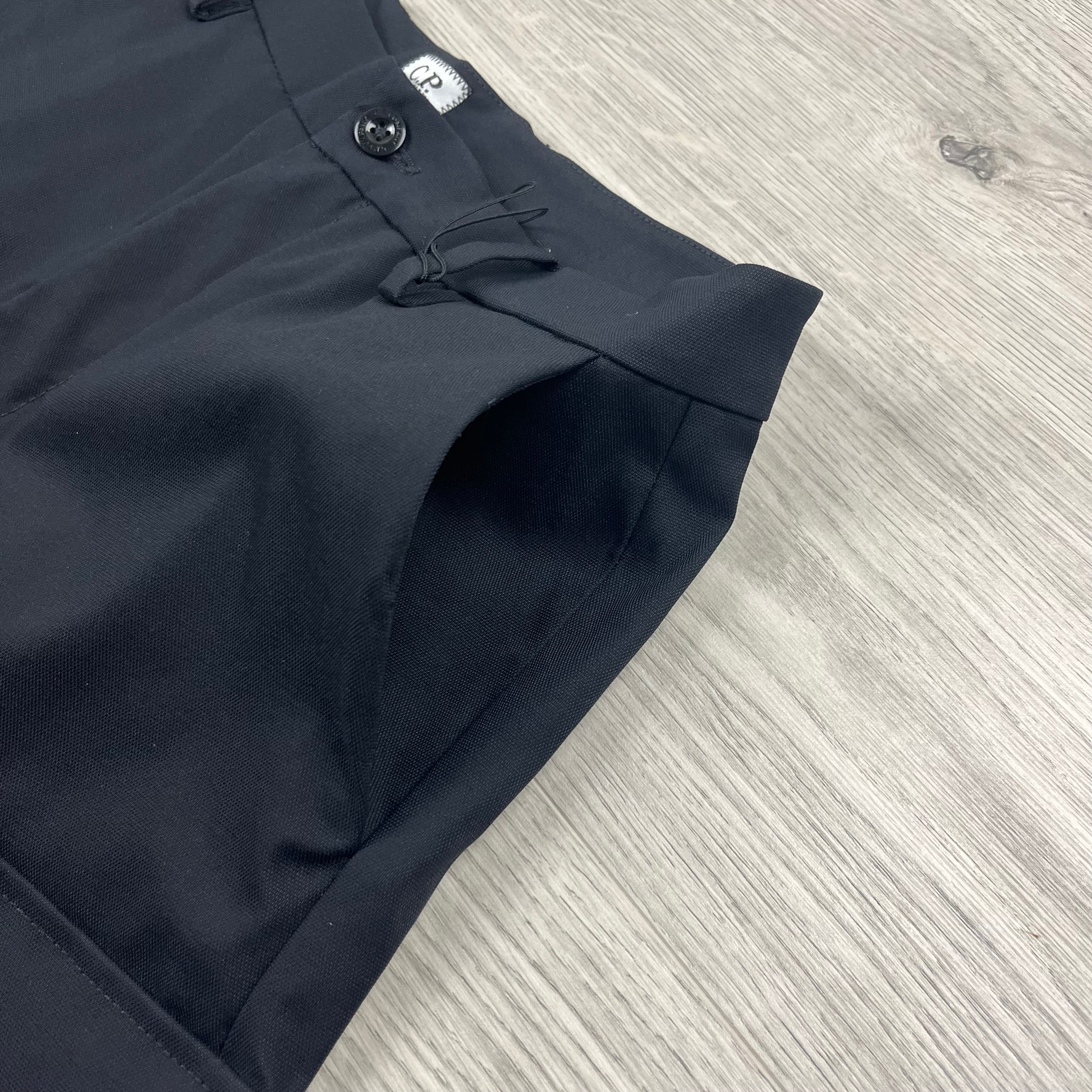 CP Company Metropolis Series Technical Panama Cargo Shorts in Black. On sale at Open Attire.