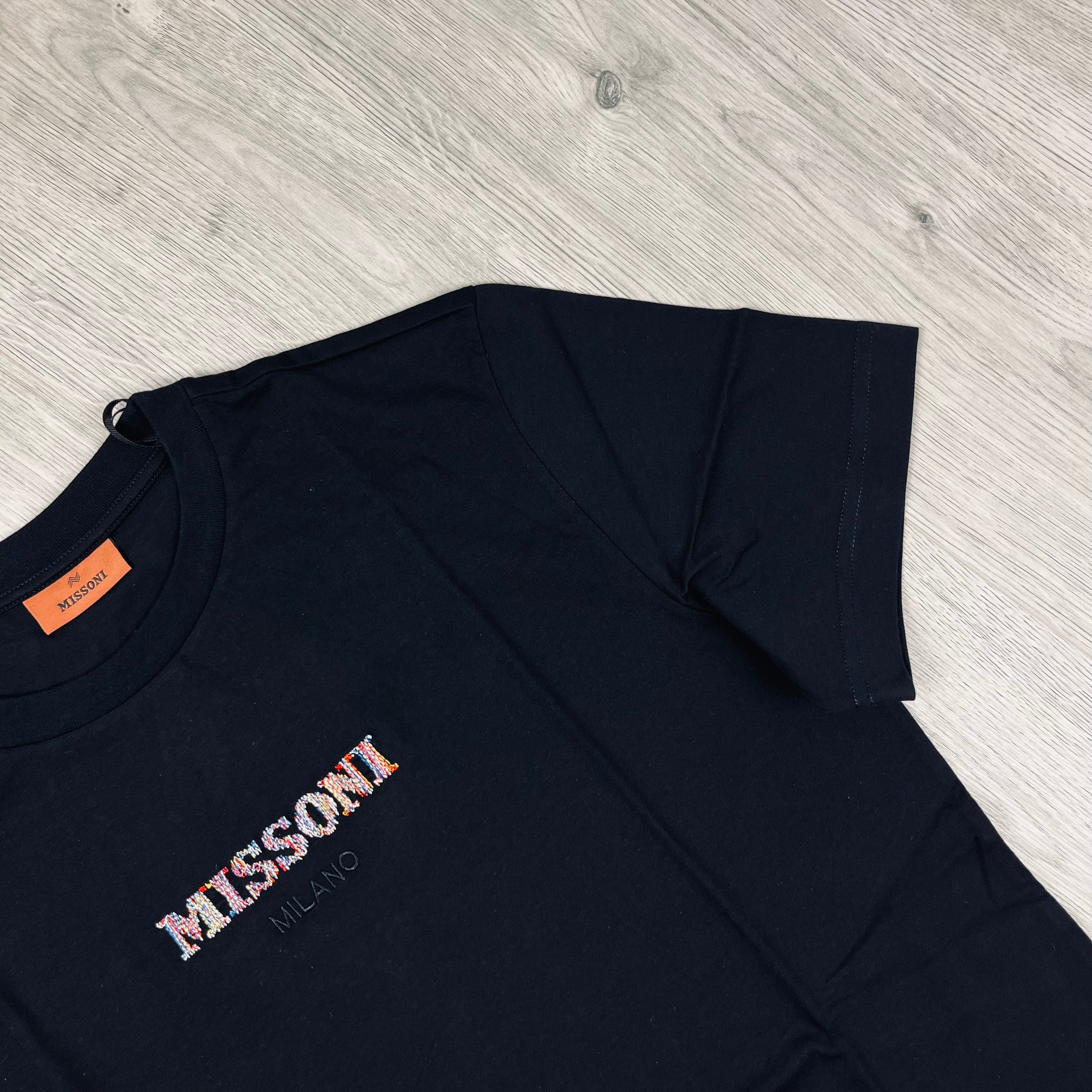 Missoni Embellished Logo T-Shirt in Black. On sale at Open Attire.