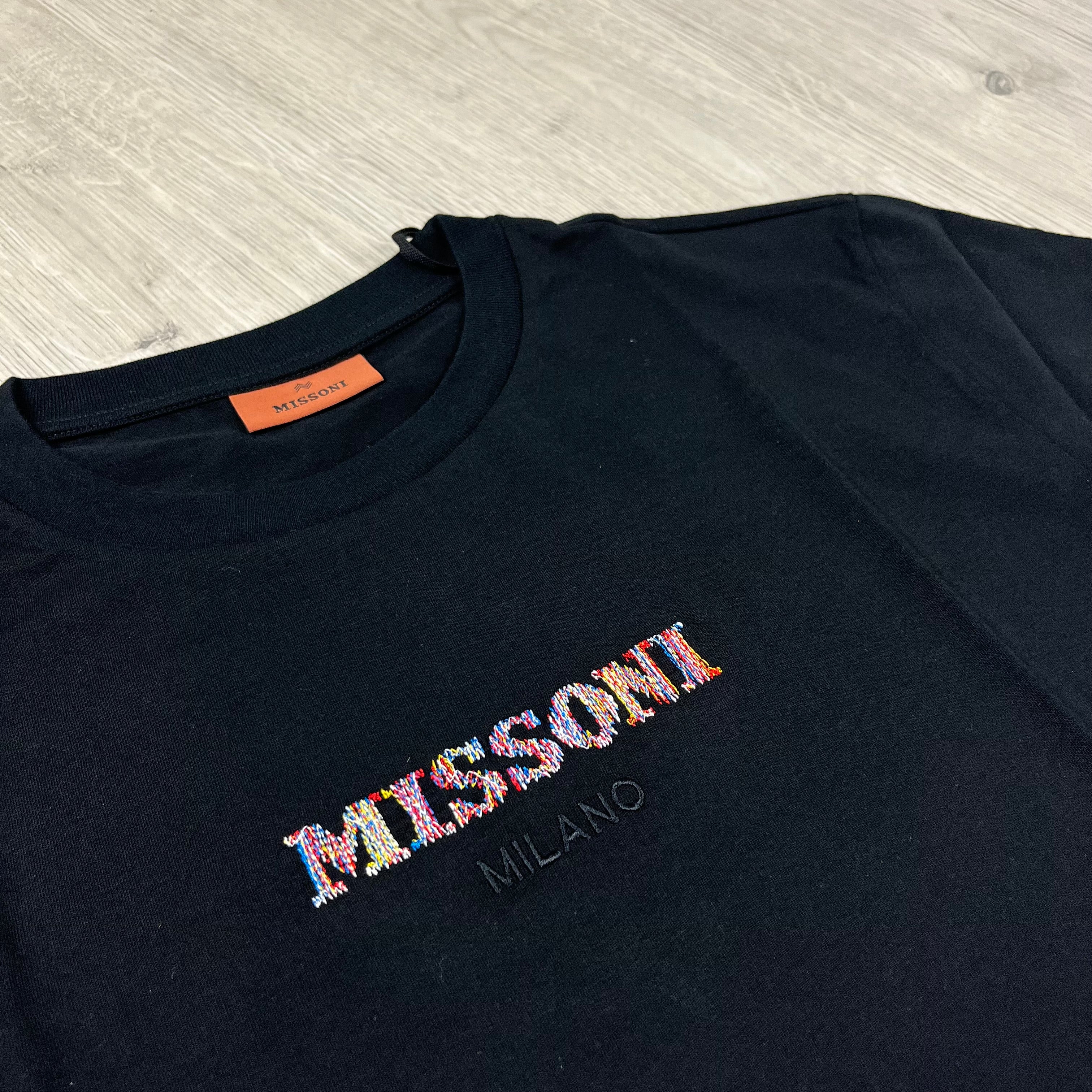 Missoni Embellished Logo T-Shirt in Black. On sale at Open Attire.