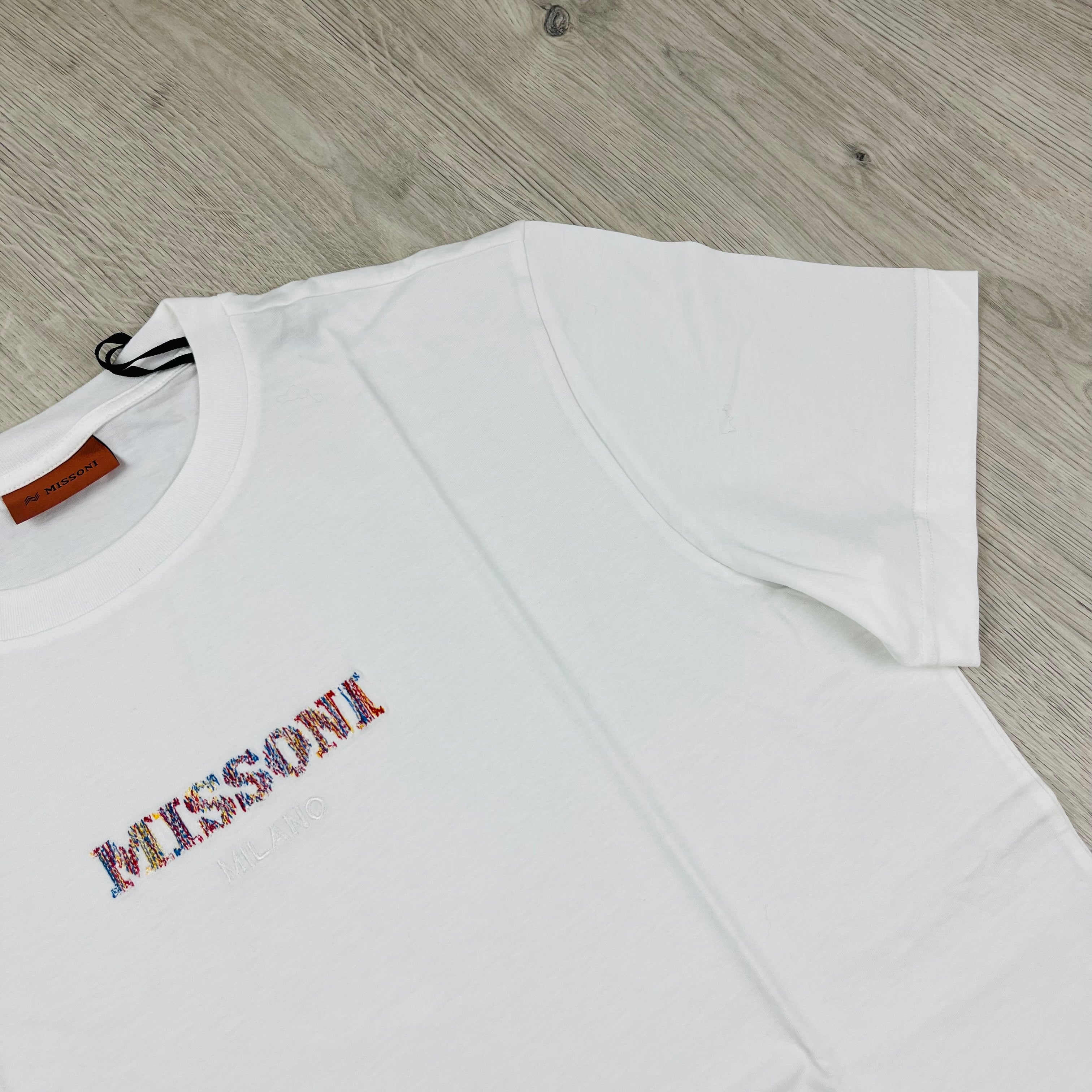 Missoni Embellished Logo T-Shirt in White. On sale at Open Attire.