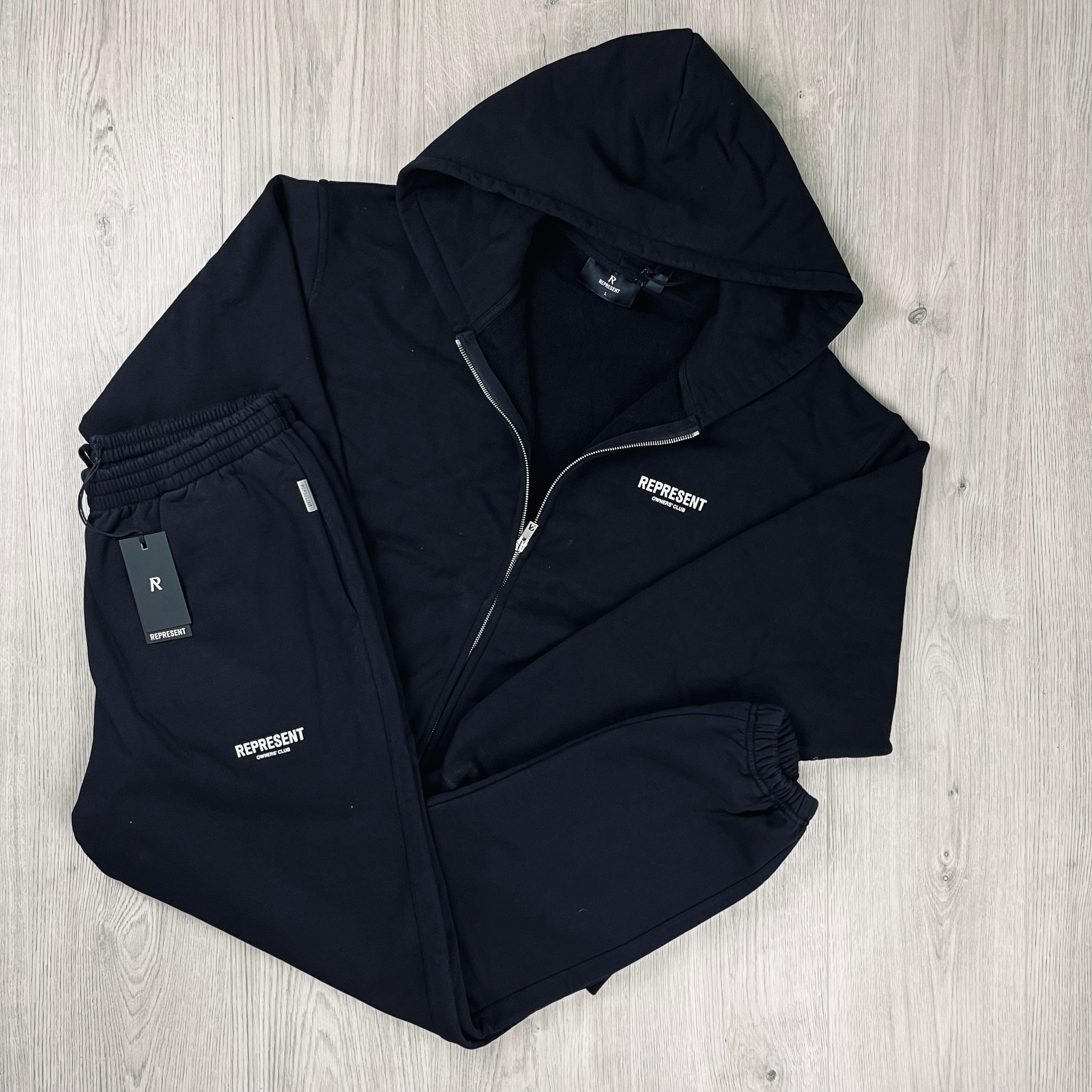 Represent Owners Club Tracksuit in Black. On sale at Open Attire.