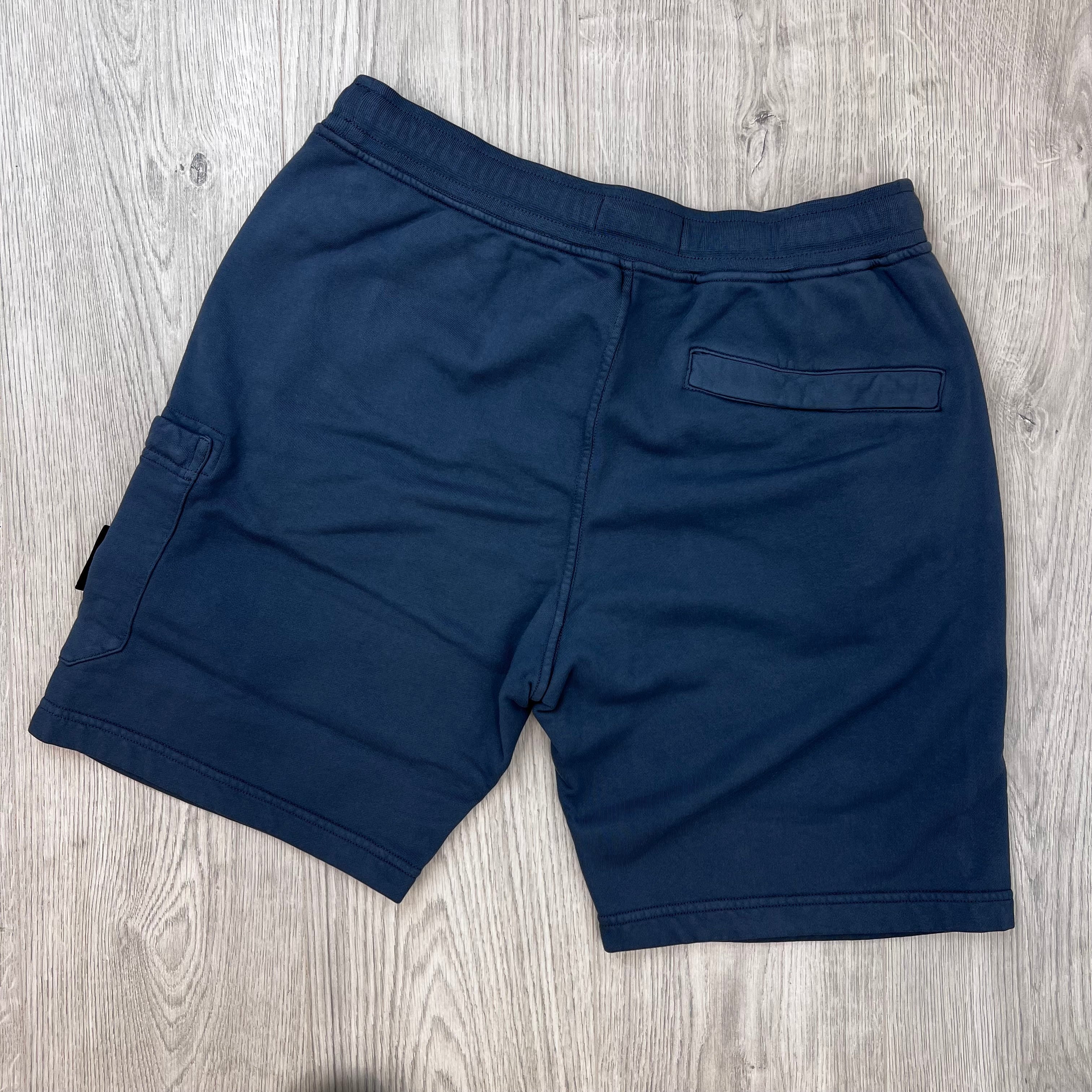 Rear view of the Stone Island Jersey Shorts in Slate Blue. 