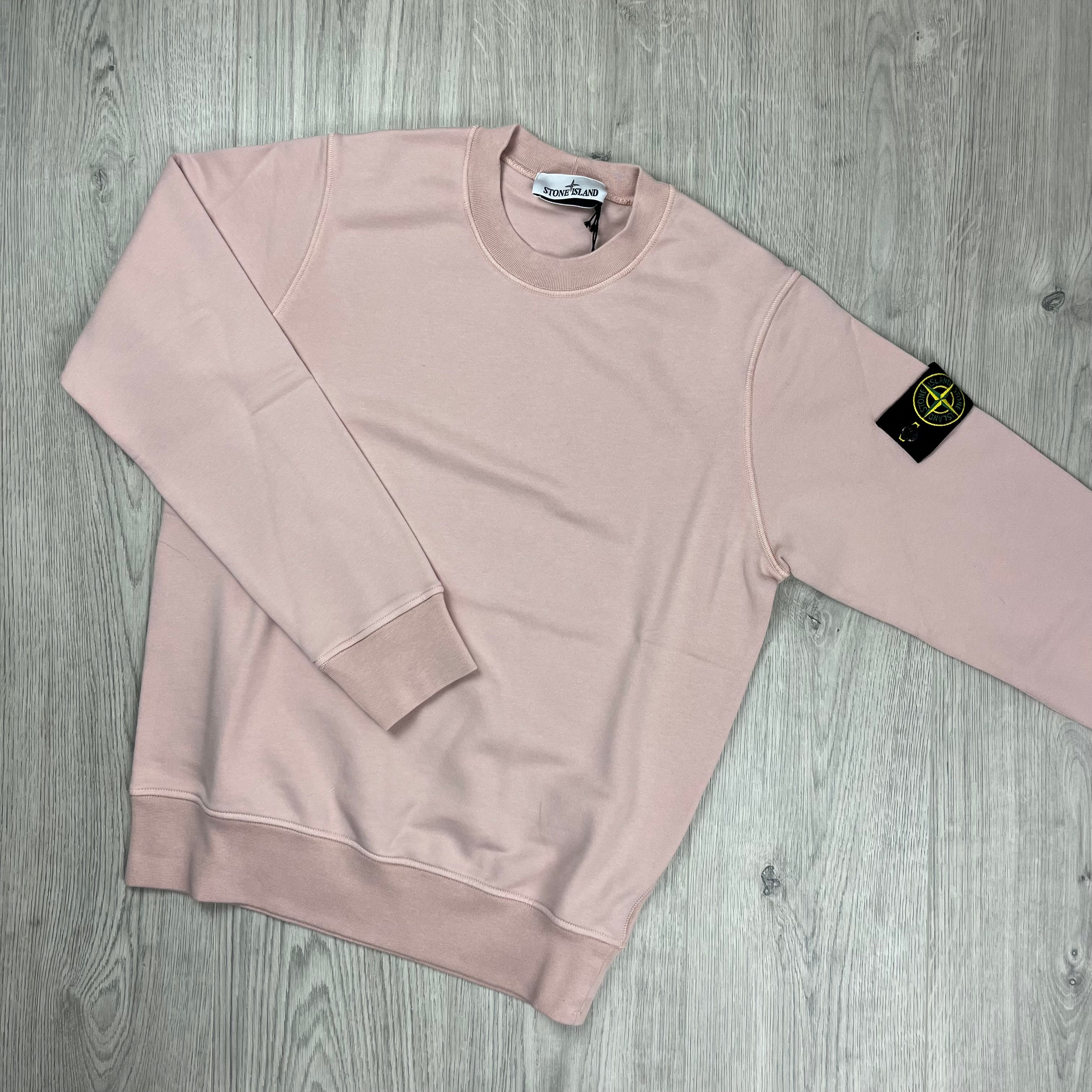 Stone Island Dyed Cotton Sweatshirt in Antique Rose. On sale at Open Attire.