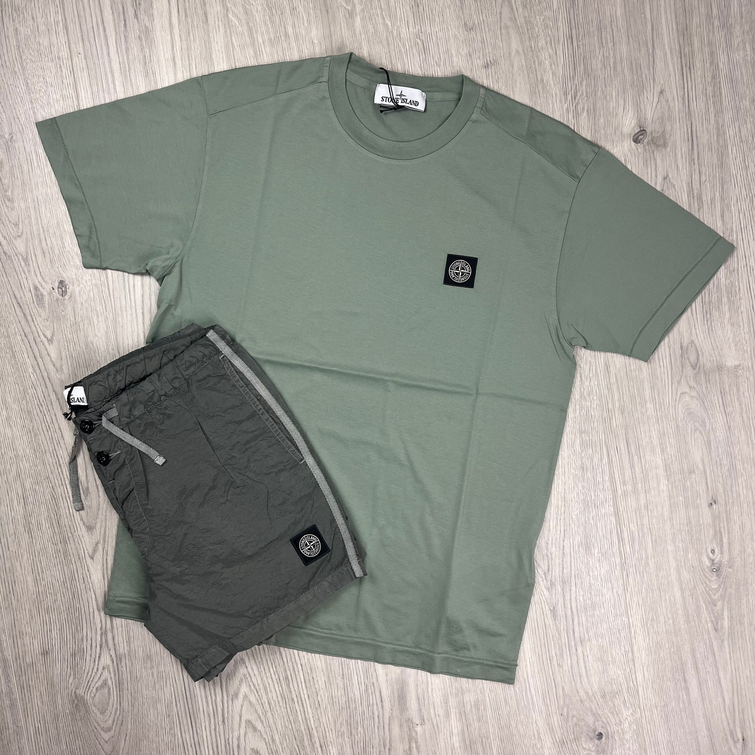 Stone Island Holiday Set in Sage Green/Military Green. On sale at Open Attire.