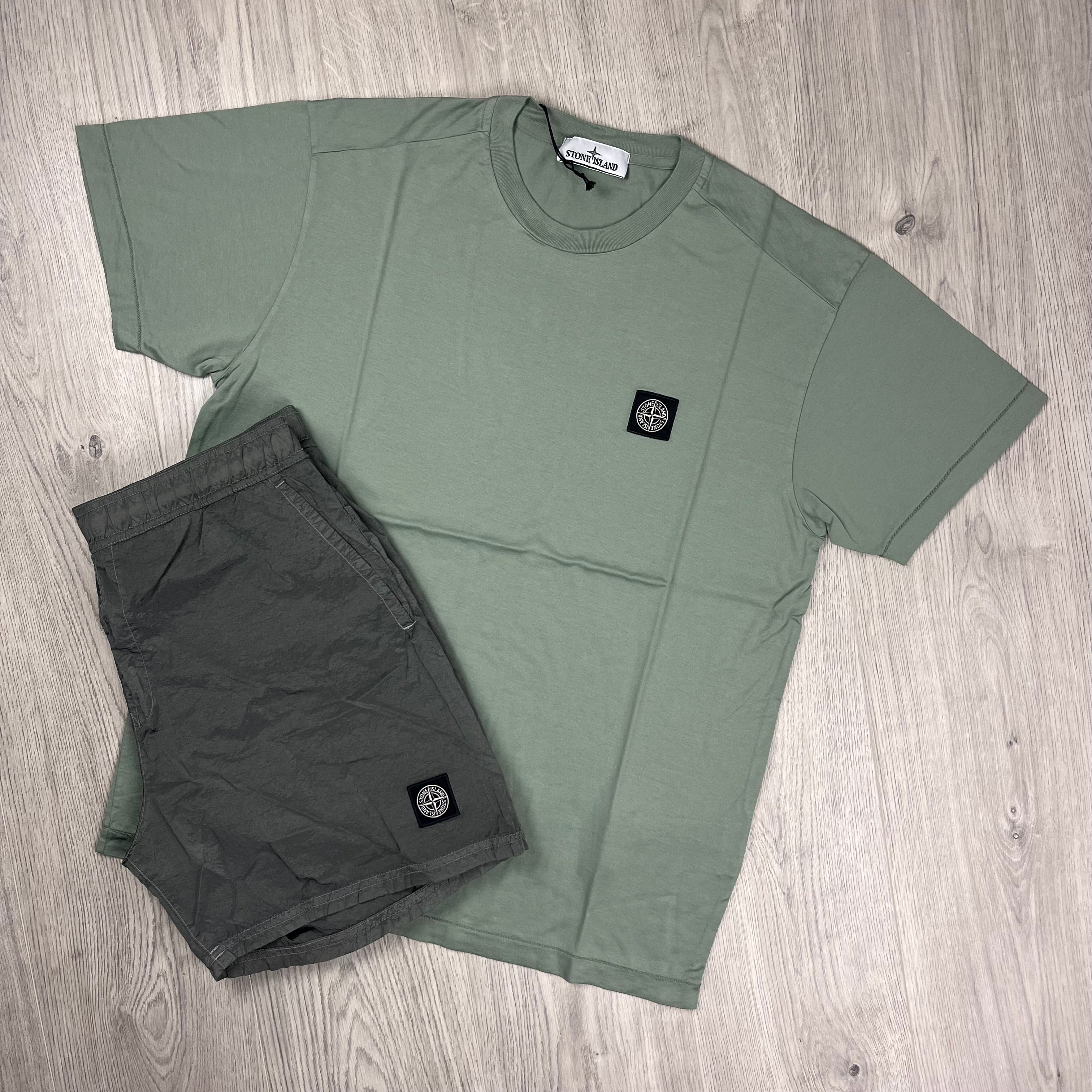 Stone Island Holiday Set in Sage Green/Military Green. On sale at Open Attire.