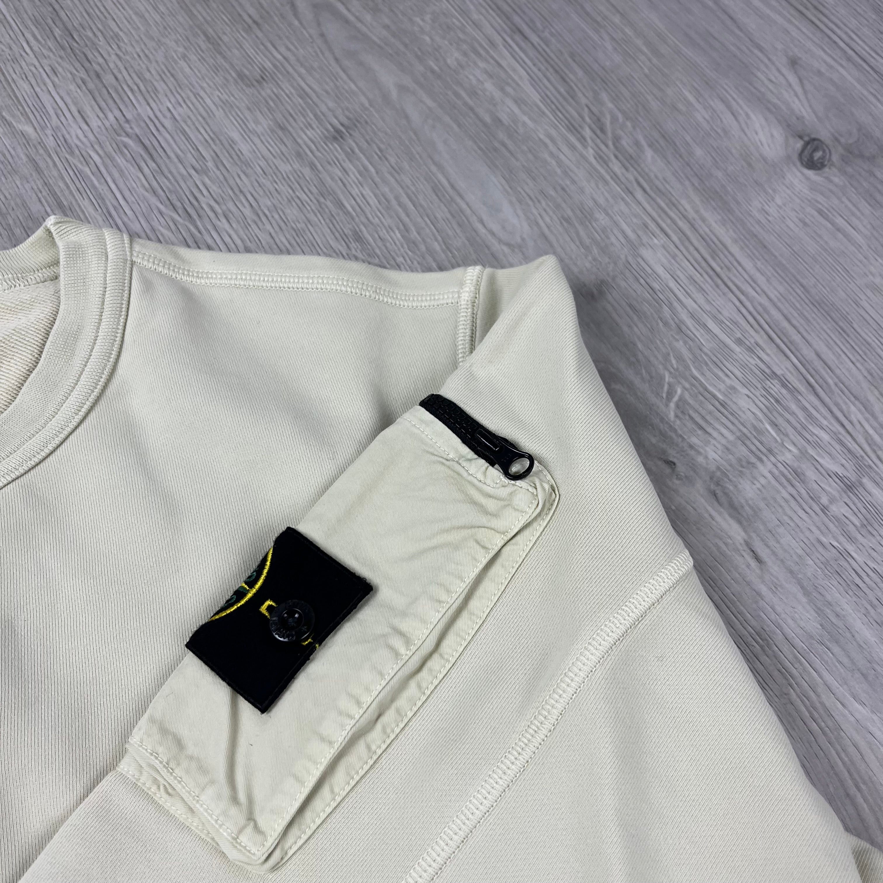 Stone Island Zip Pocket Sweatshirt in Oat. On sale at Open Attire.