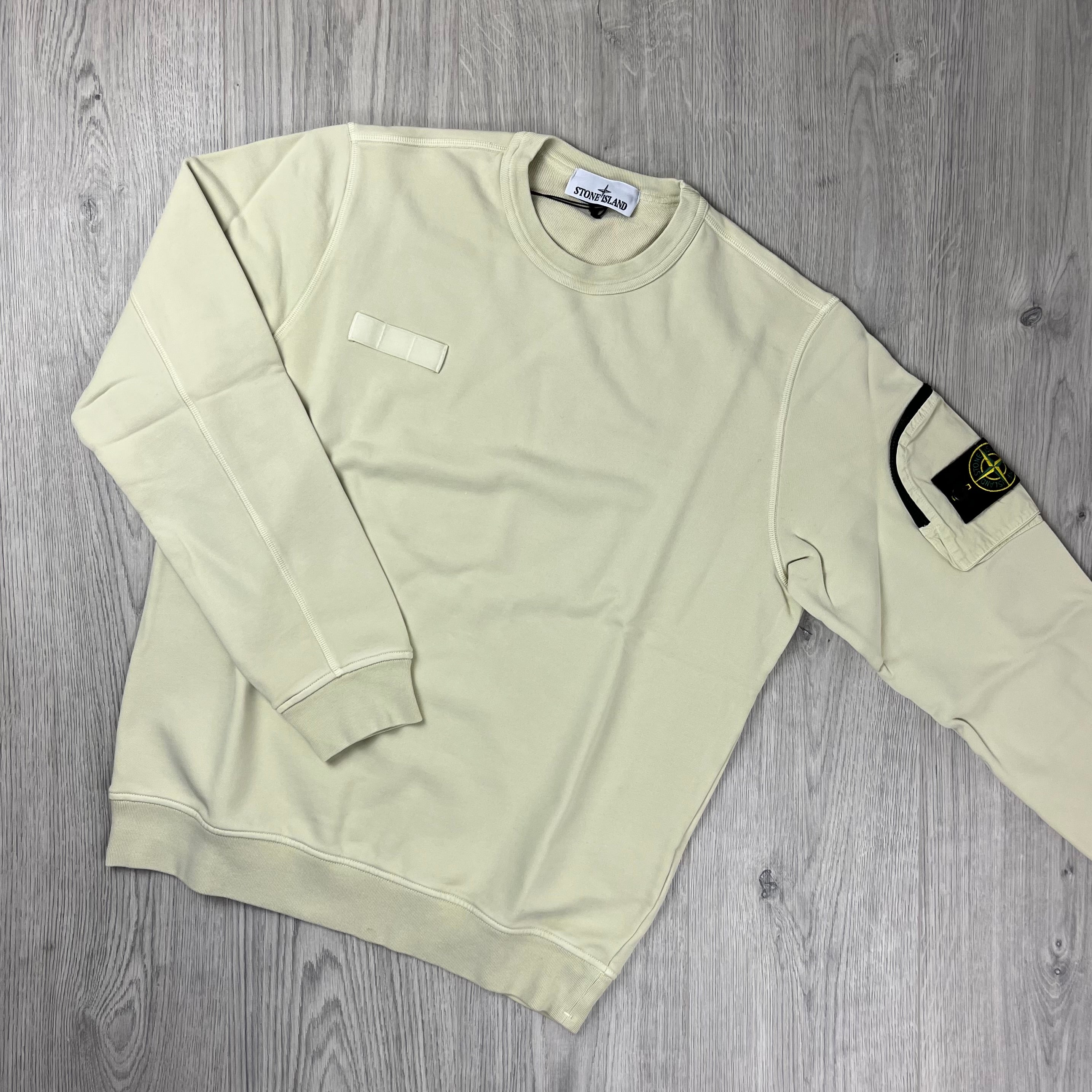 Stone Island Zip Pocket Sweatshirt in Oat. On sale at Open Attire.